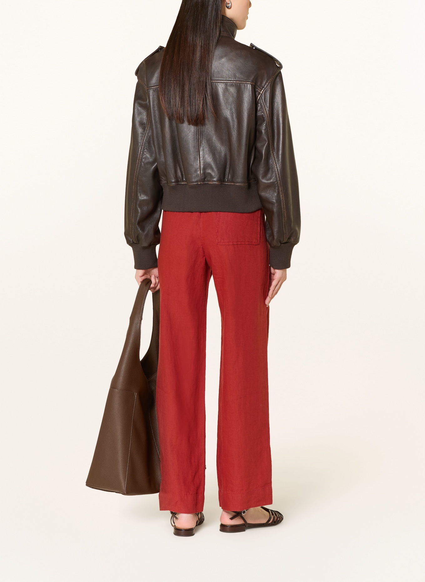 Marc O'Polo linen pants: DARK RED