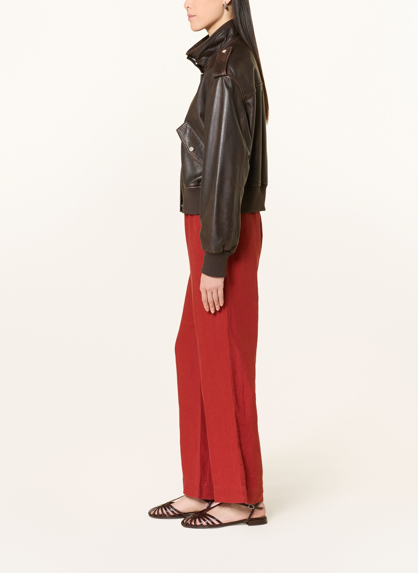 Marc O'Polo linen pants: DARK RED