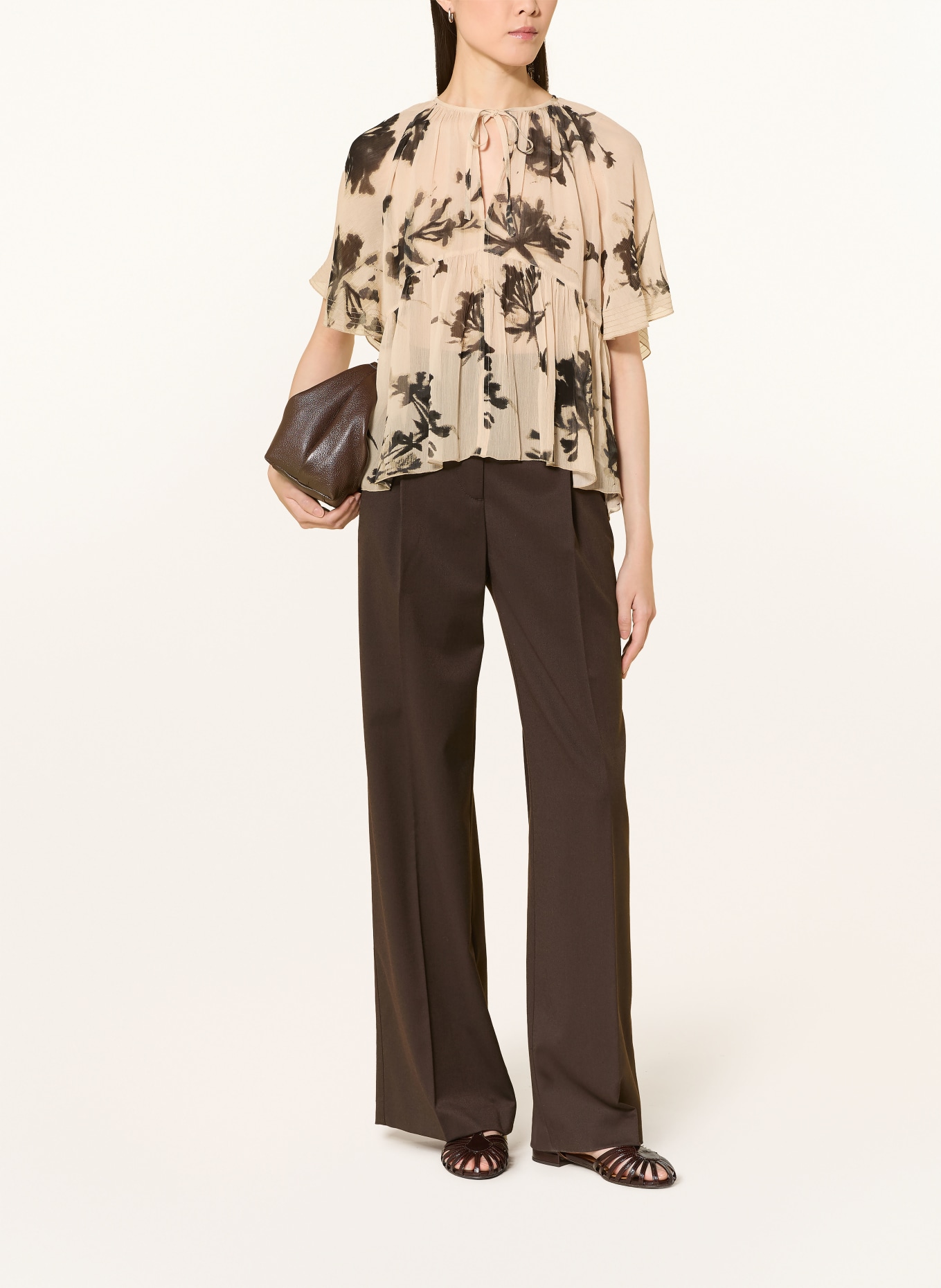 Marc O'Polo Blusenshirt: HELLBRAUN / SCHWARZ