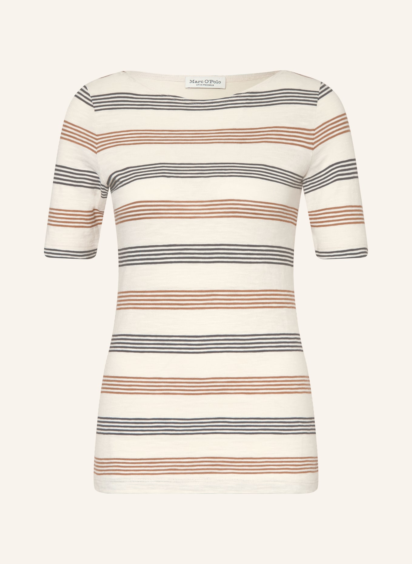 Marc O'Polo T-shirt: CRÈME / MARRON / GRIS FONCÉ