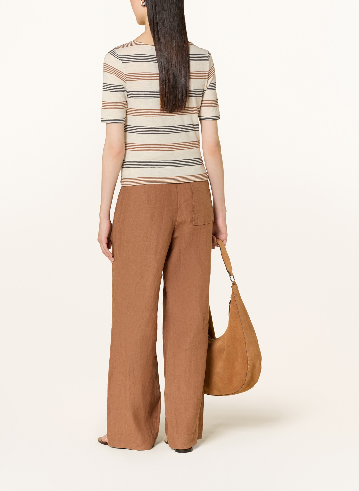 Marc O'Polo T-shirt: CRÈME / MARRON / GRIS FONCÉ