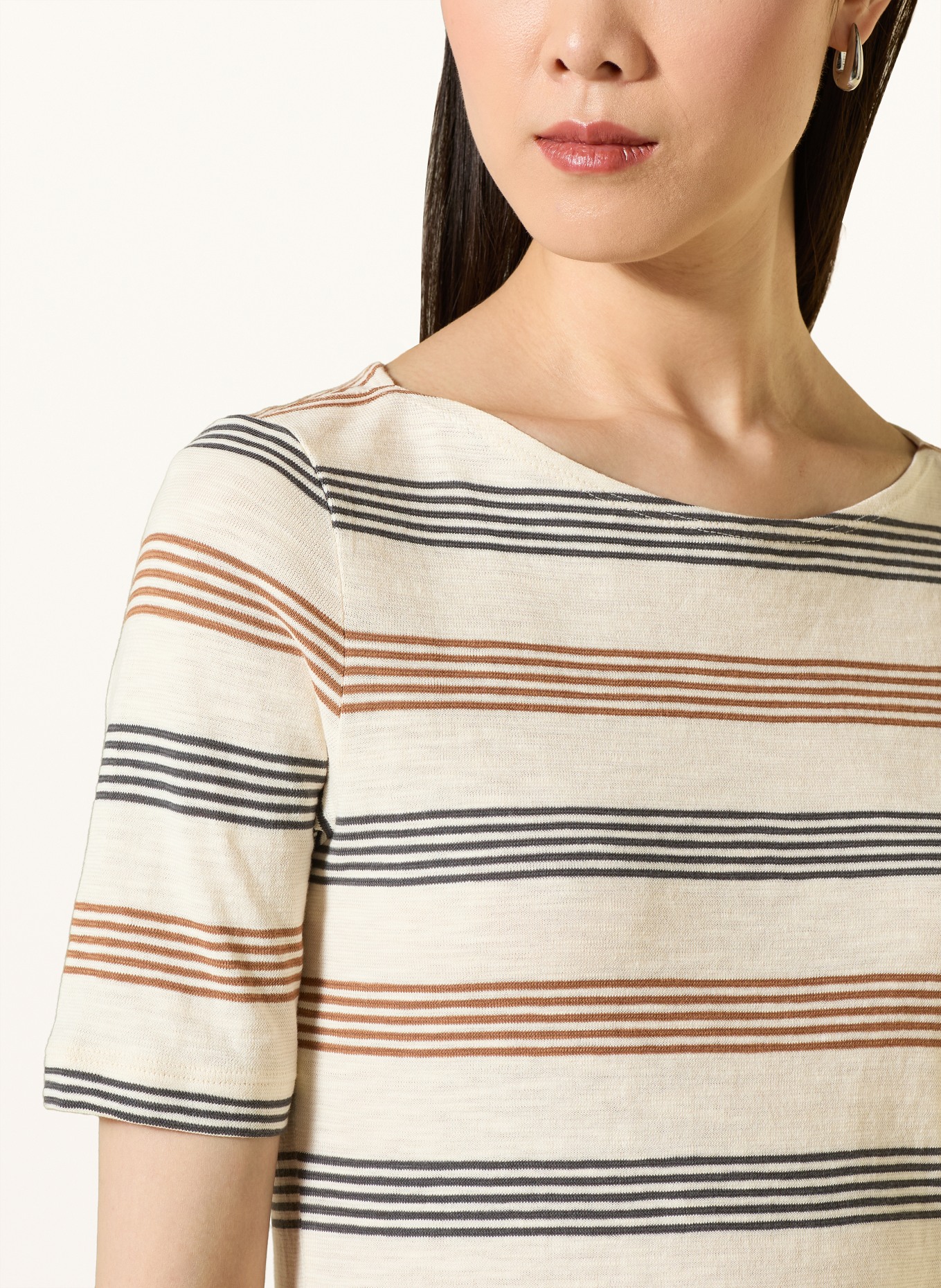 Marc O'Polo T-shirt: CRÈME / MARRON / GRIS FONCÉ