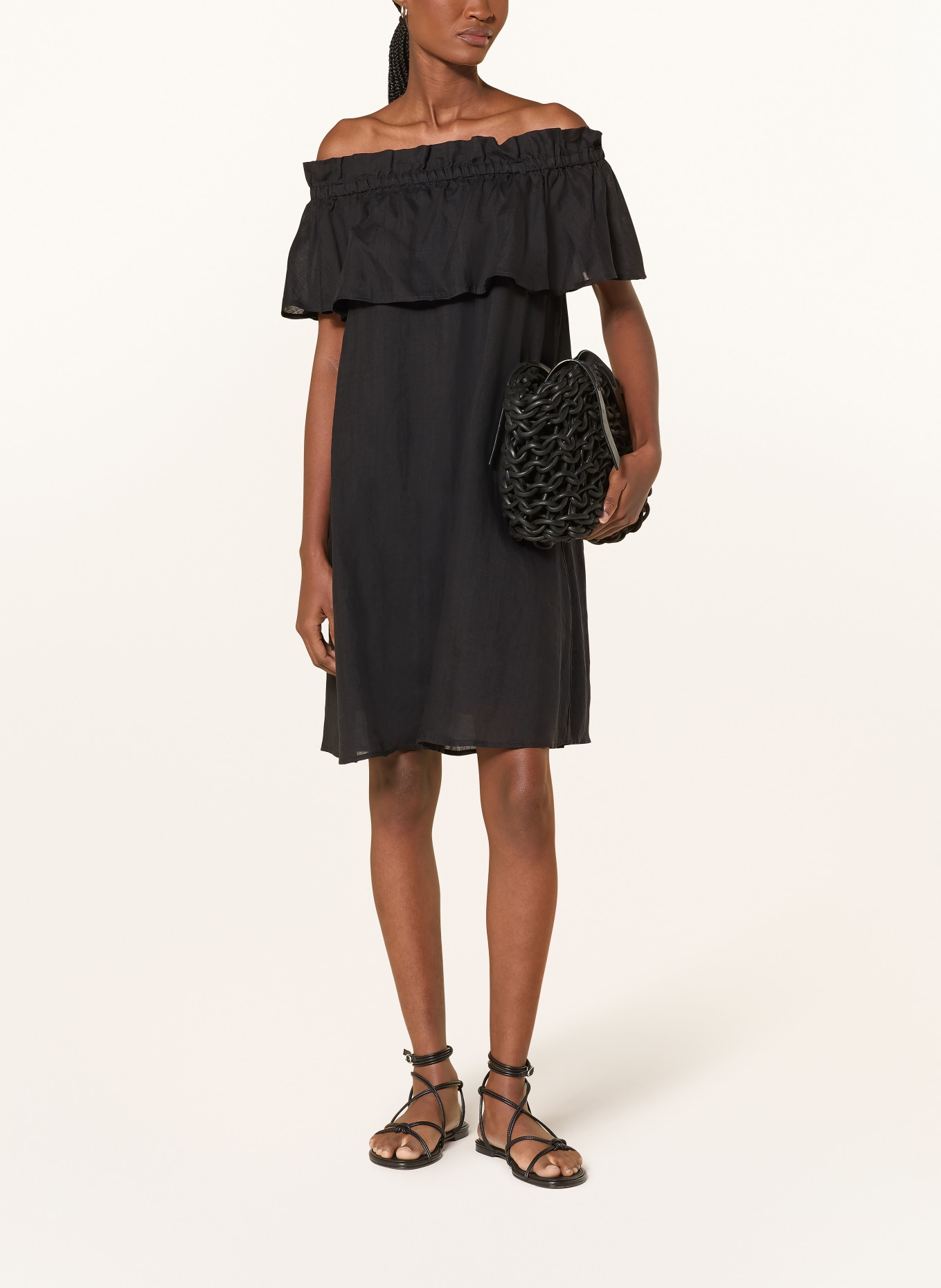 Marc O'Polo Šaty s odhalenými rameny a volány: ČERNÁ