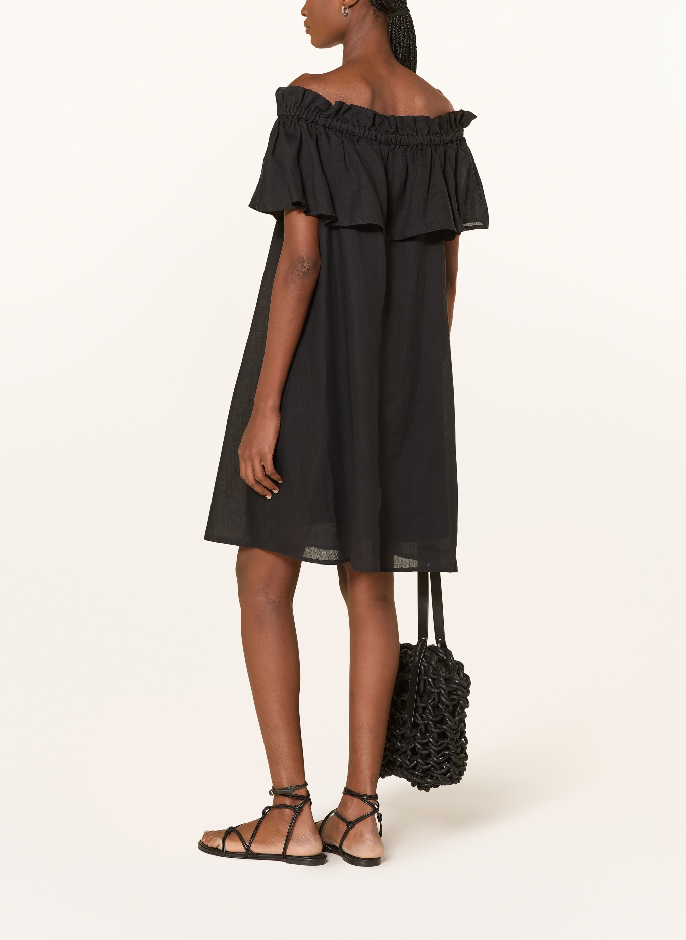 Marc O'Polo Šaty s odhalenými rameny a volány: ČERNÁ