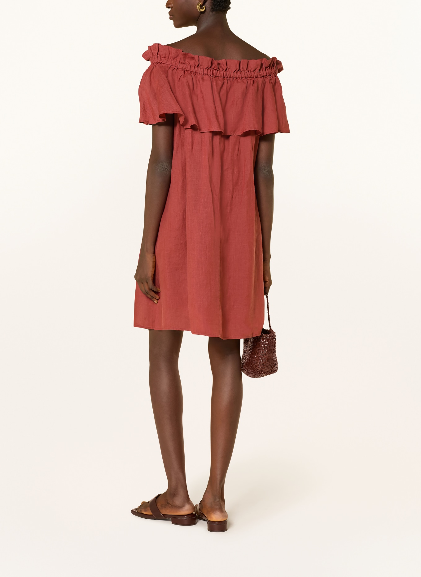 Marc O'Polo Šaty s odhalenými rameny a volány: TMAVĚ ČERVENÁ