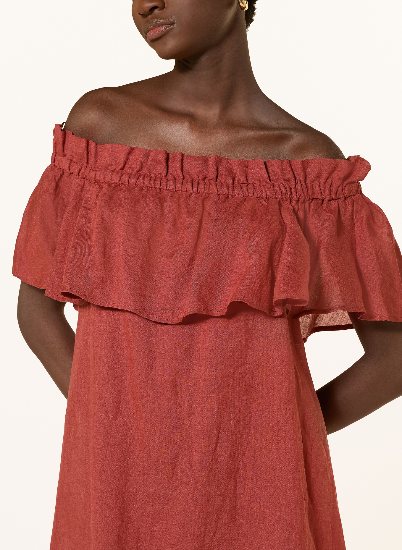 Marc O'Polo Šaty s odhalenými rameny a volány: TMAVĚ ČERVENÁ