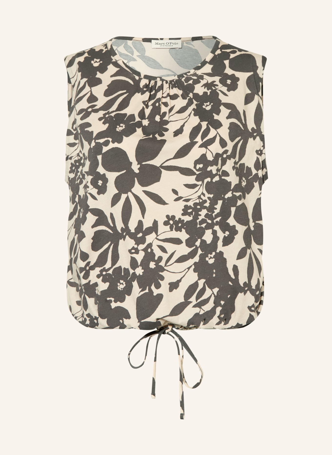 Marc O'Polo Jerseyový top: ŠEDÁ / KRÉMOVÁ