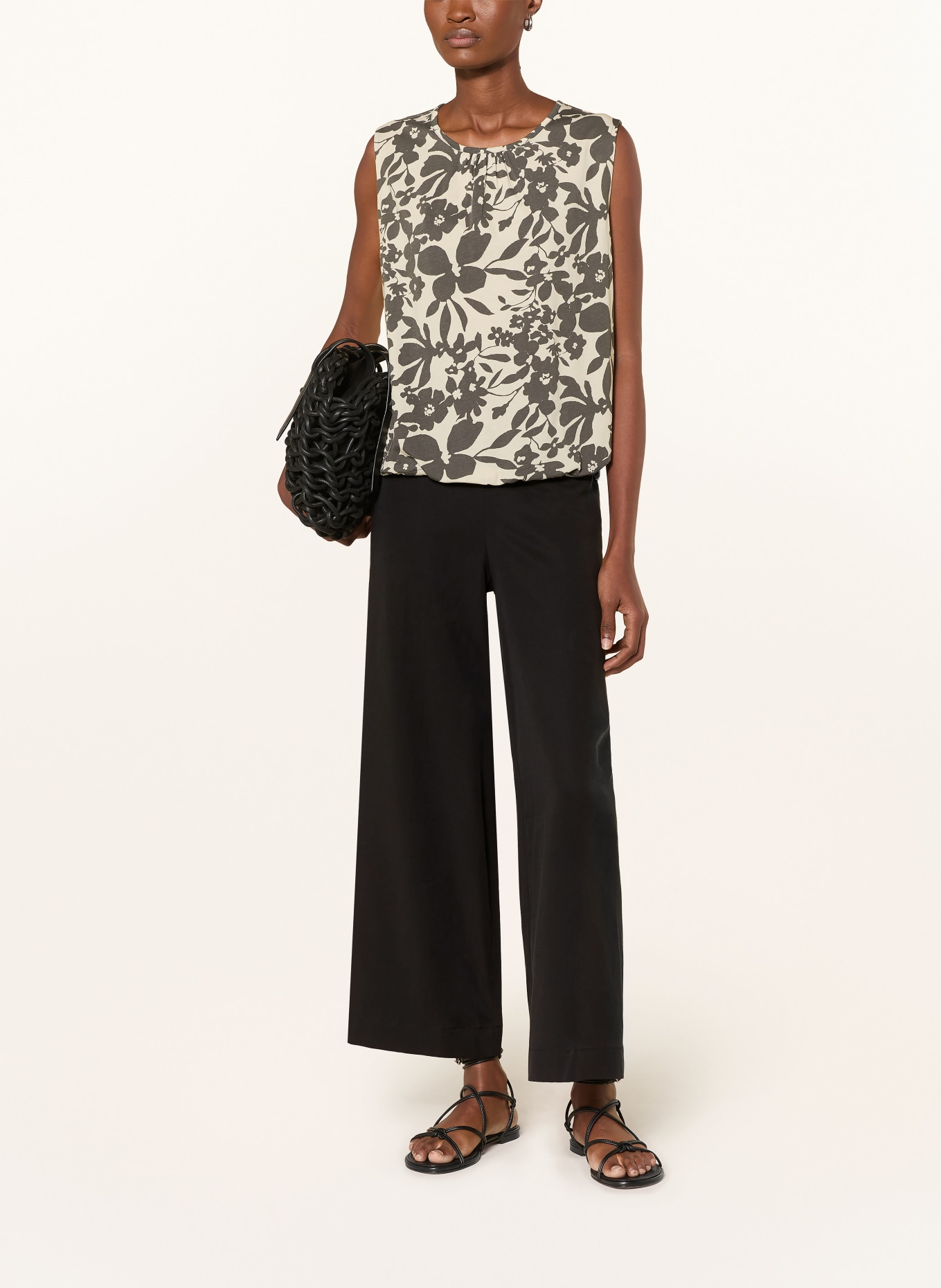 Marc O'Polo Jerseyový top: ŠEDÁ / KRÉMOVÁ