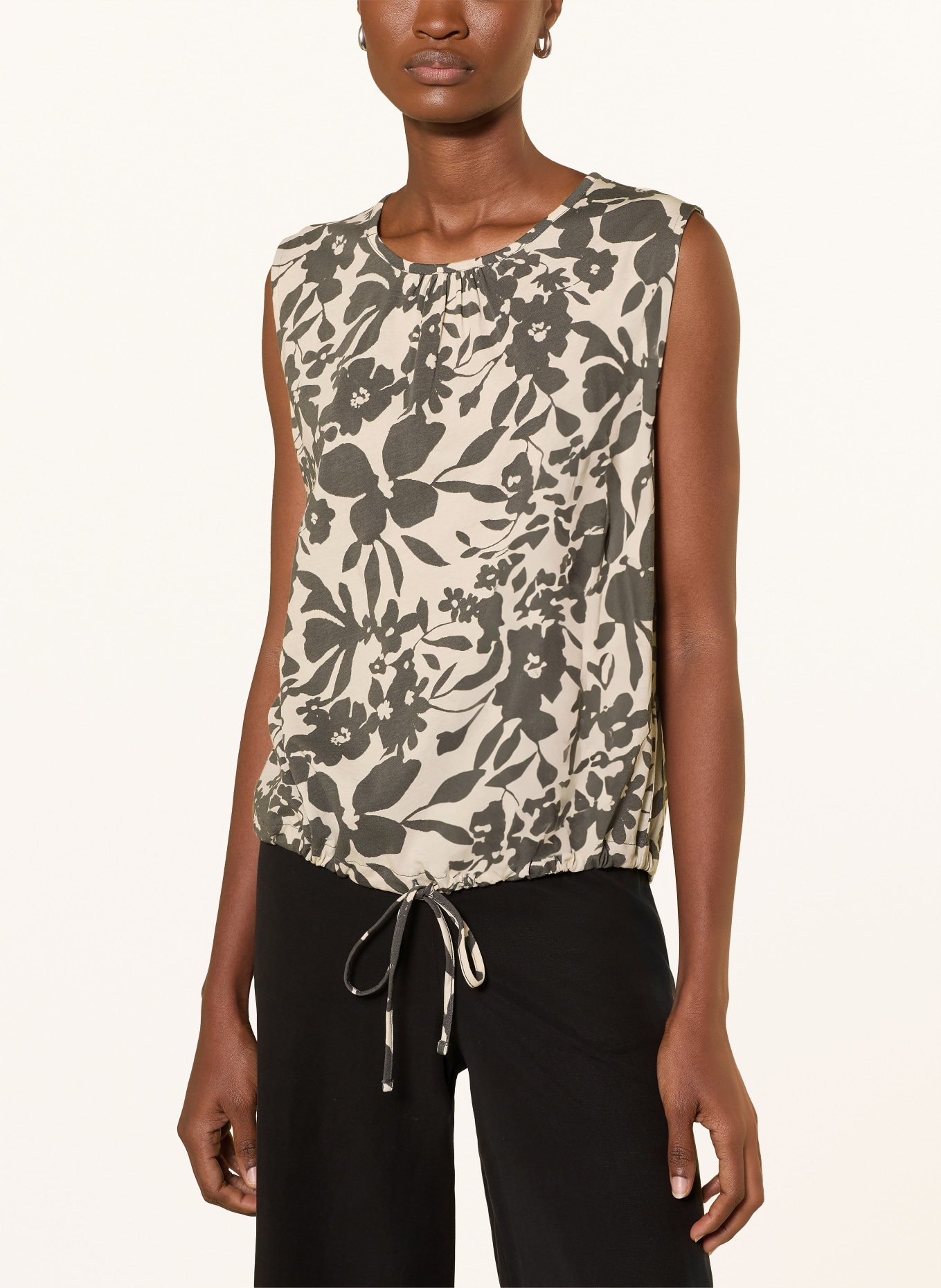 Marc O'Polo Jerseyový top: ŠEDÁ / KRÉMOVÁ