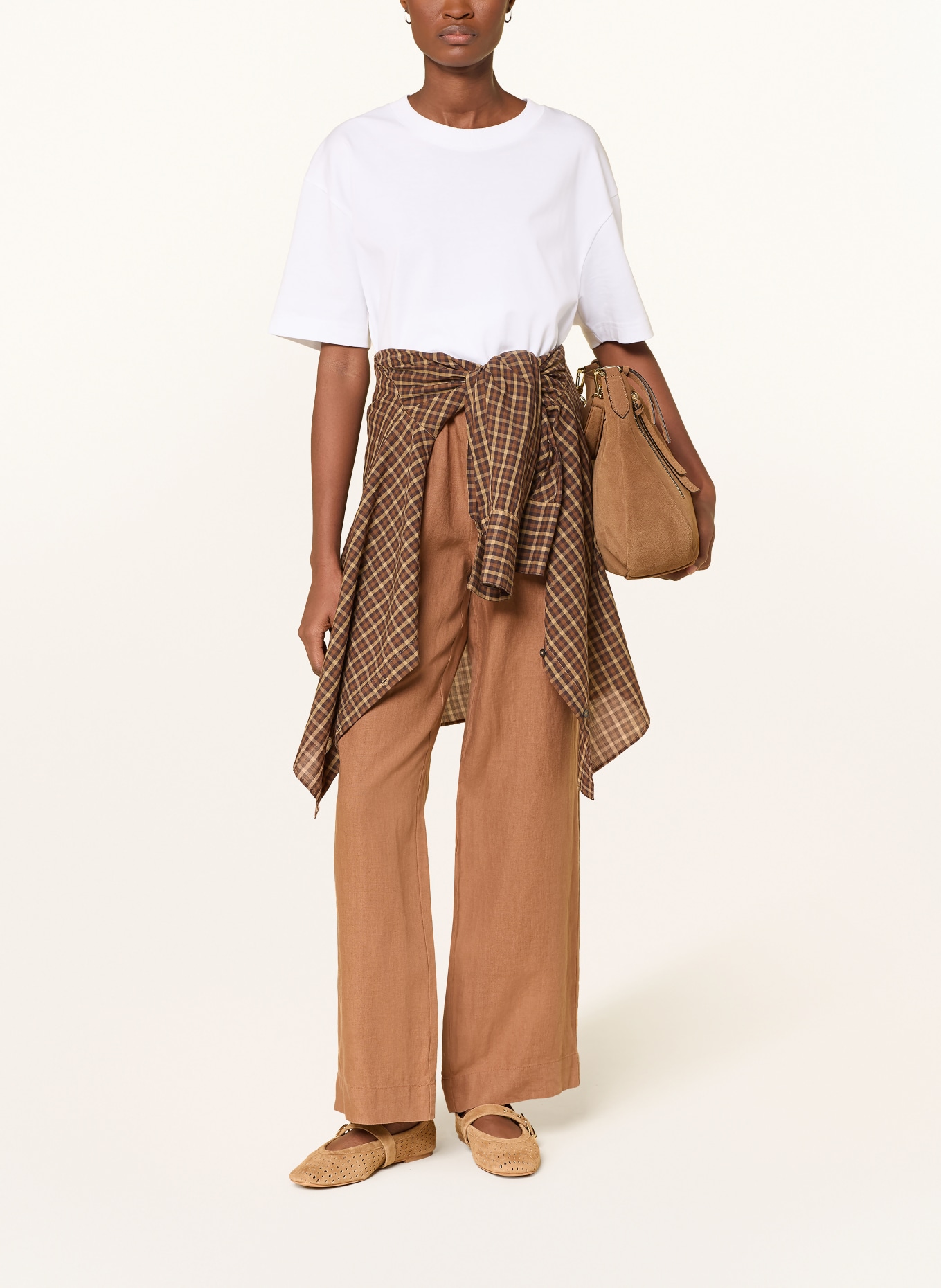 Marc O'Polo Linen wide-leg pants: BROWN