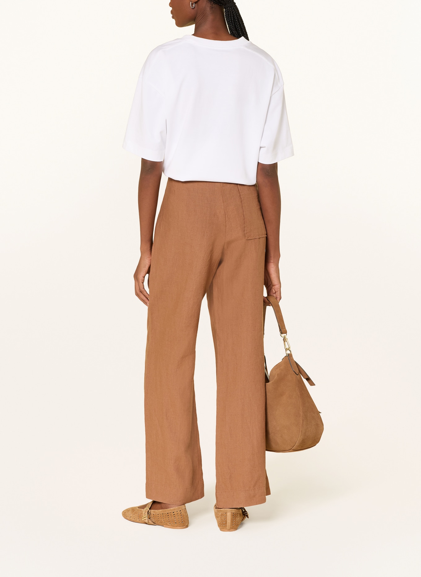 Marc O'Polo Linen wide-leg pants: BROWN