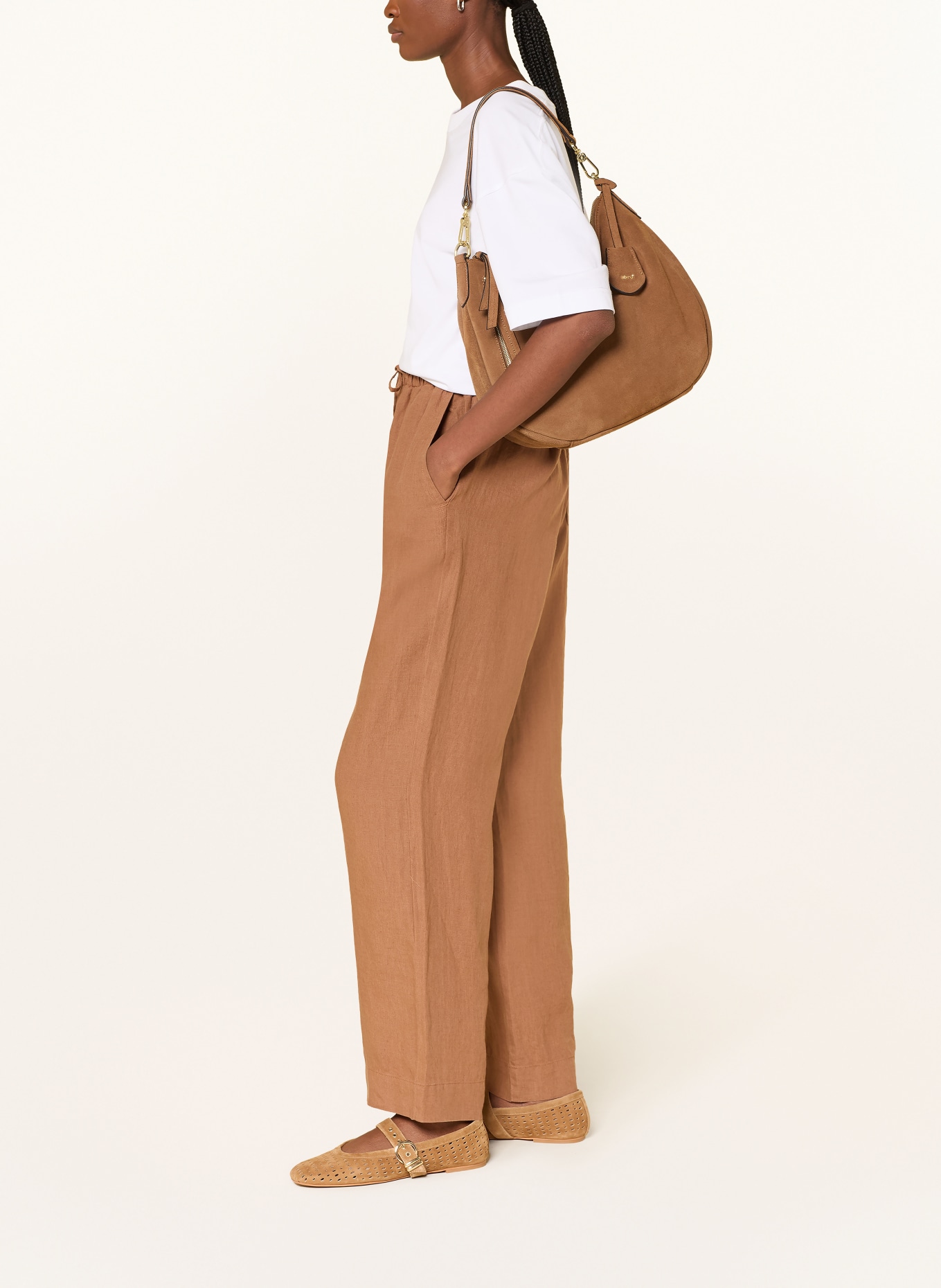 Marc O'Polo Linen wide-leg pants: BROWN