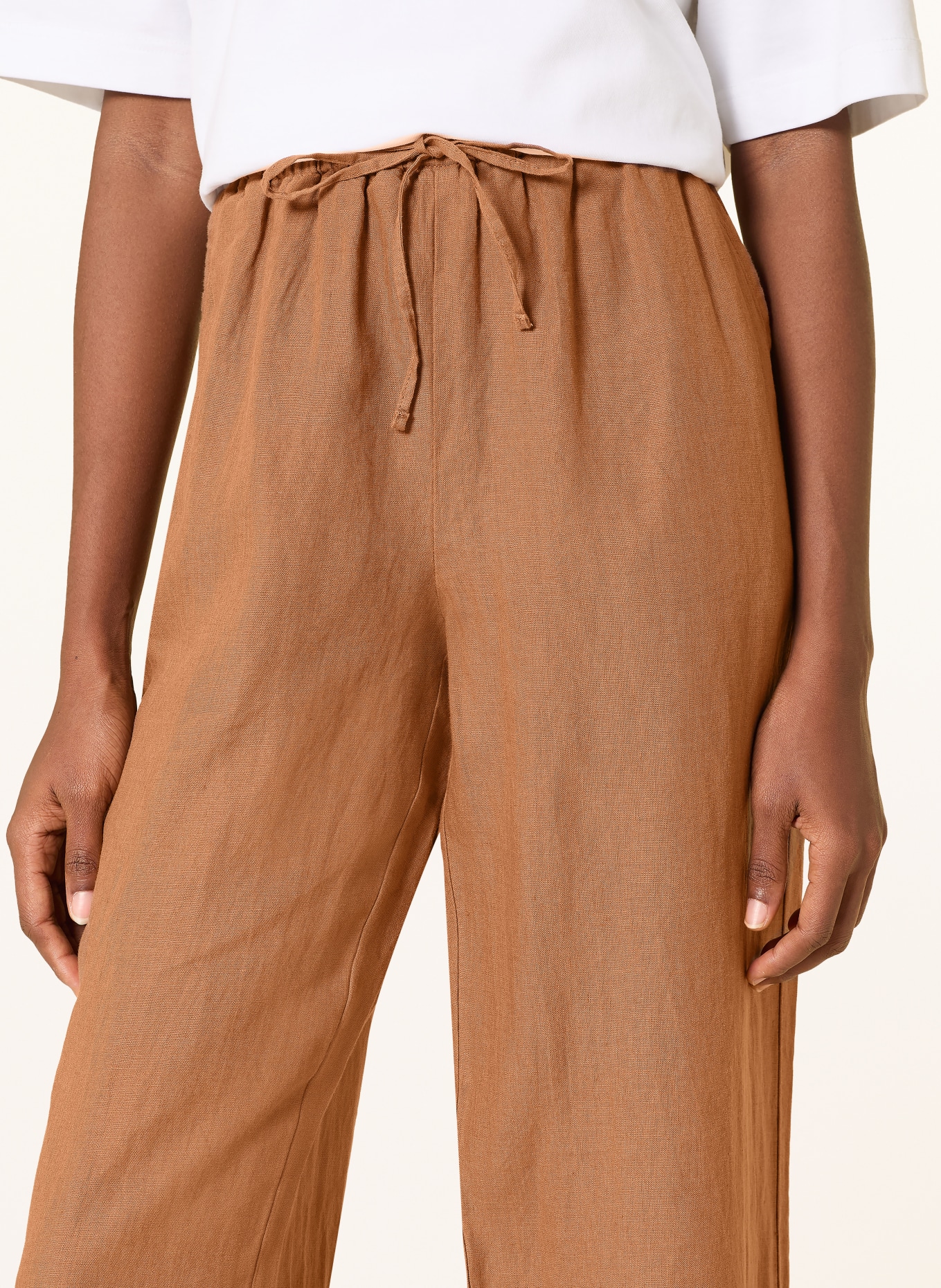 Marc O'Polo Linen wide-leg pants: BROWN