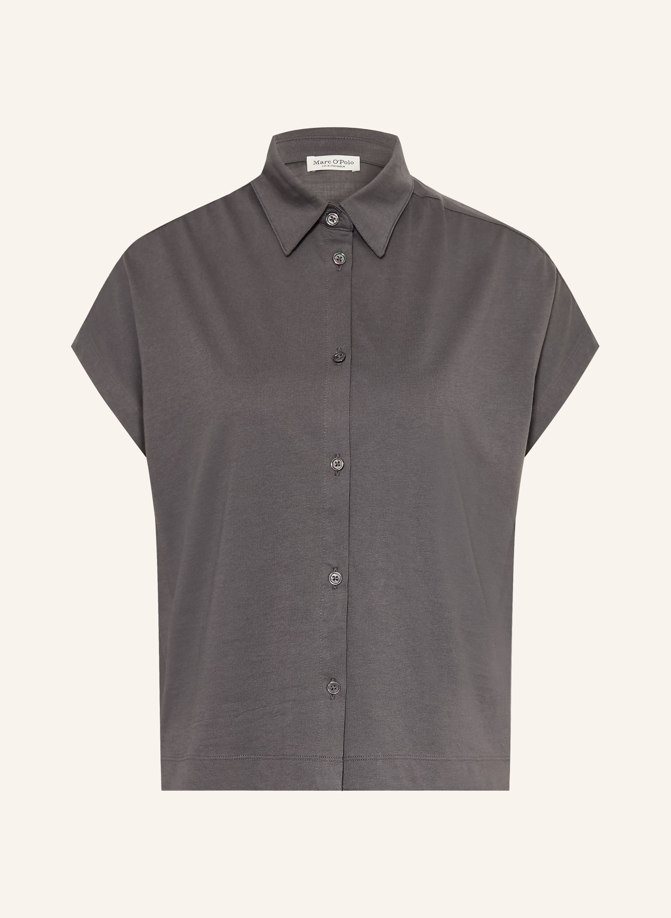 Marc O'Polo Bluzka koszulowa z mieszanki materiałów: CZIEMNOSZARY