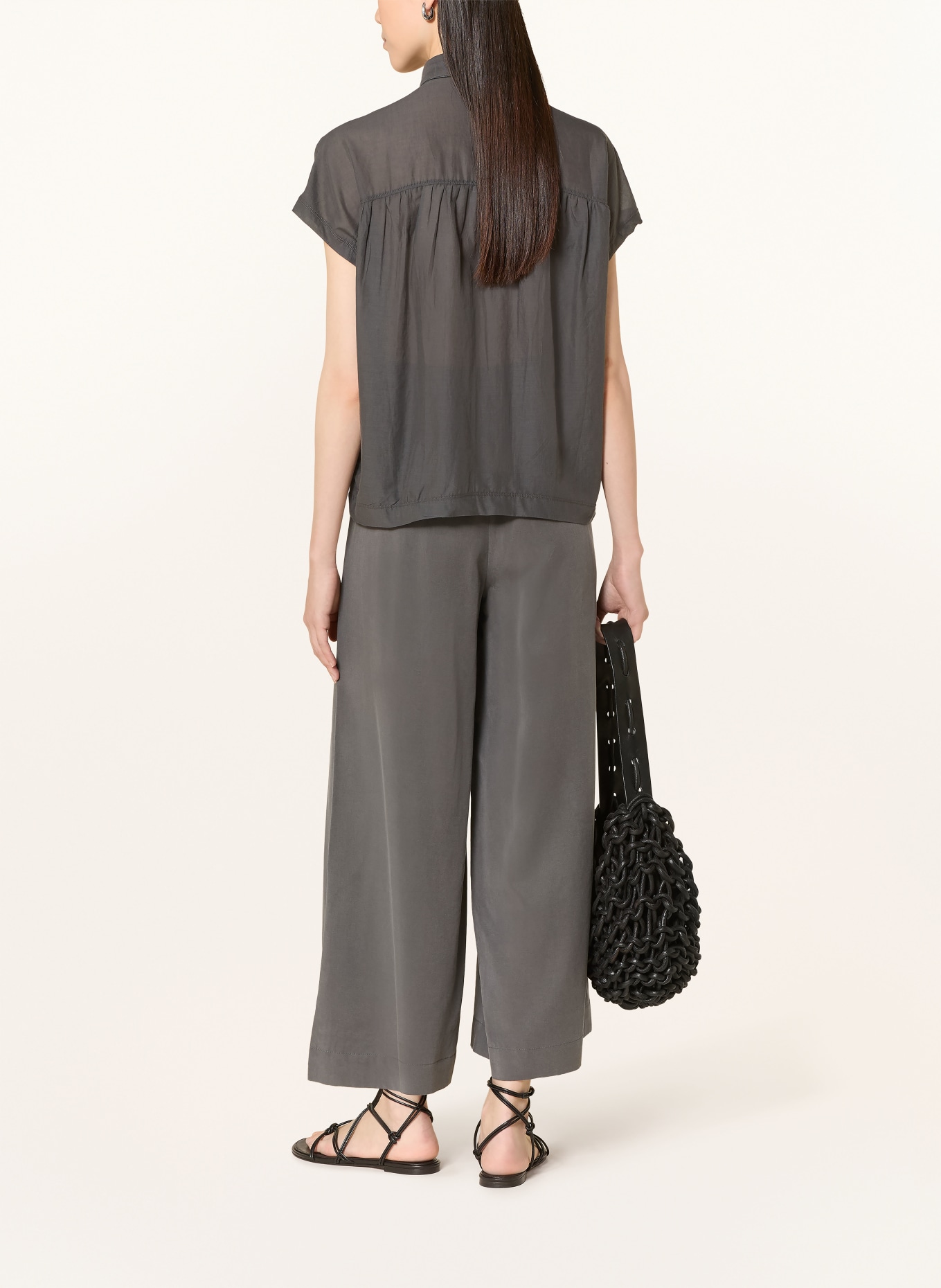 Marc O'Polo Bluzka koszulowa z mieszanki materiałów: CZIEMNOSZARY