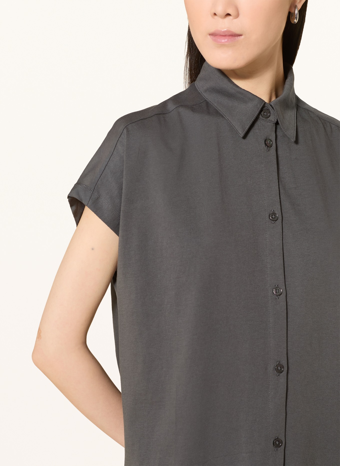 Marc O'Polo Bluzka koszulowa z mieszanki materiałów: CZIEMNOSZARY