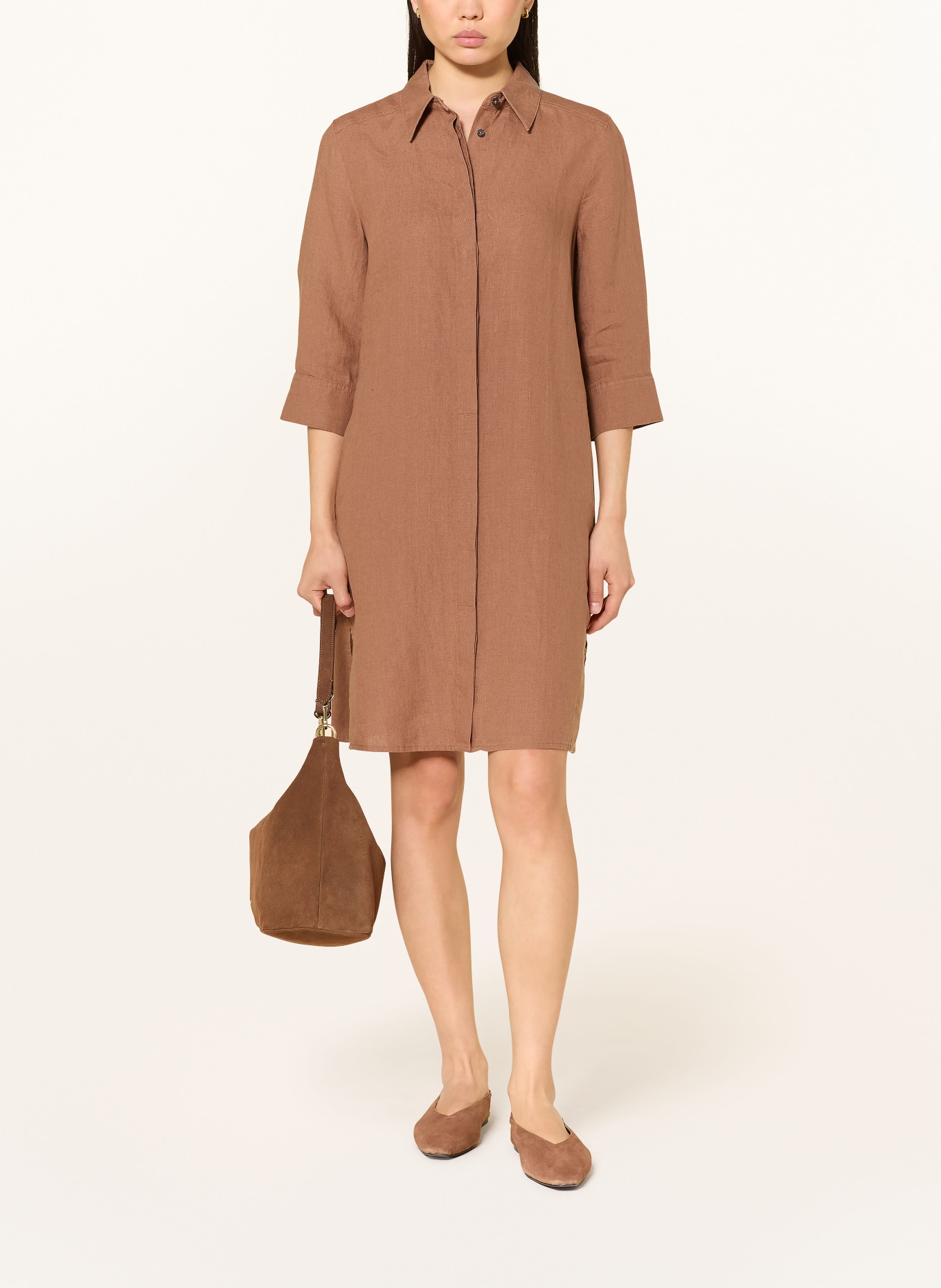 Marc O'Polo Linnen overhemdjurk: BRUIN