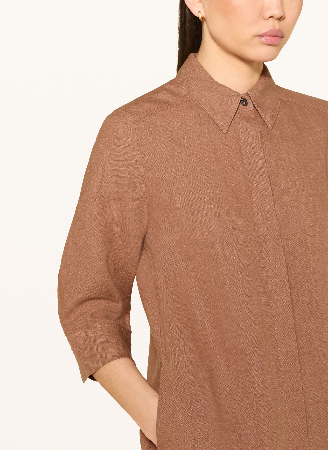 Marc O'Polo Linnen overhemdjurk: BRUIN