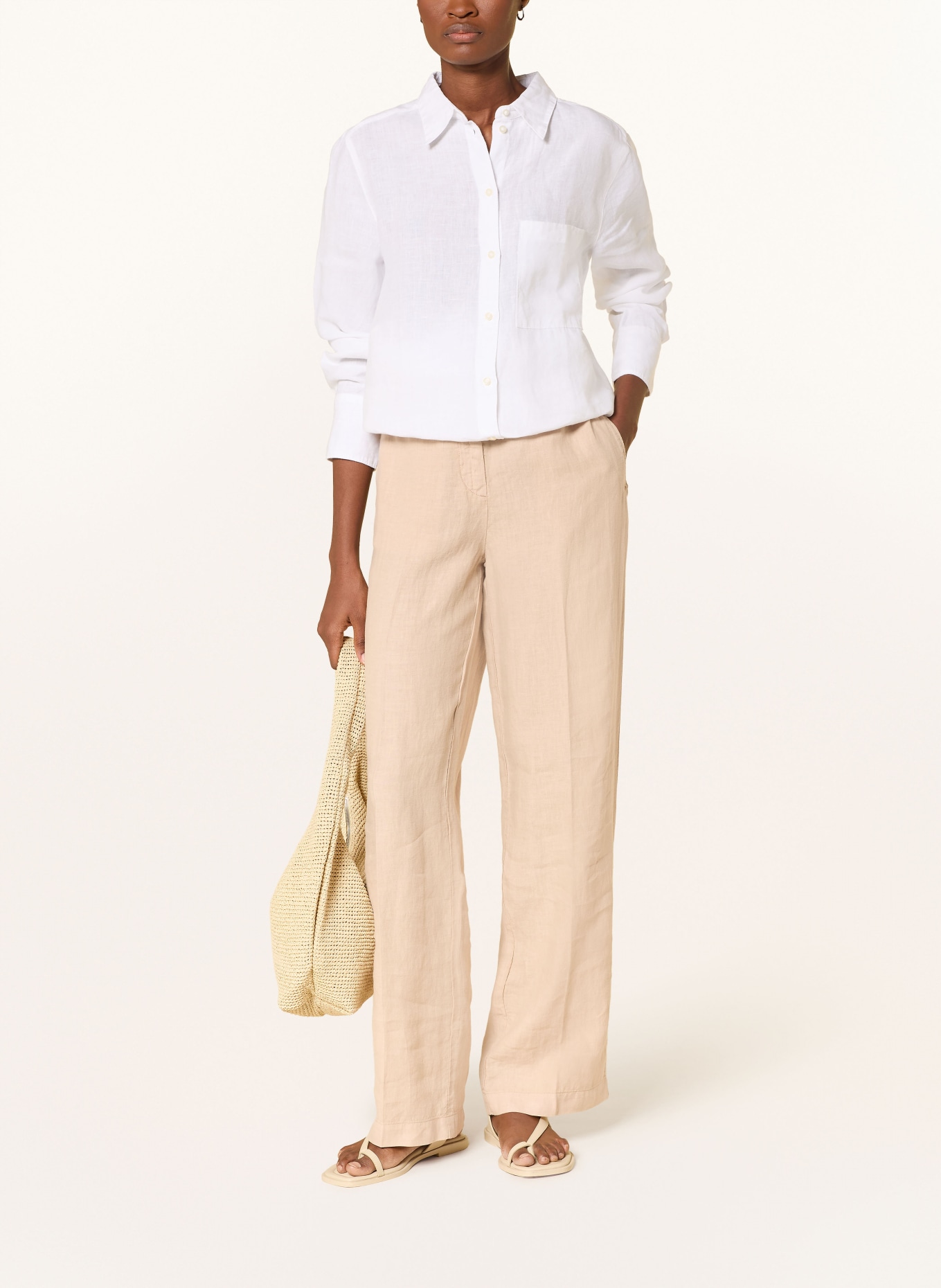 Marc O'Polo Marlenehose aus Leinen: BEIGE