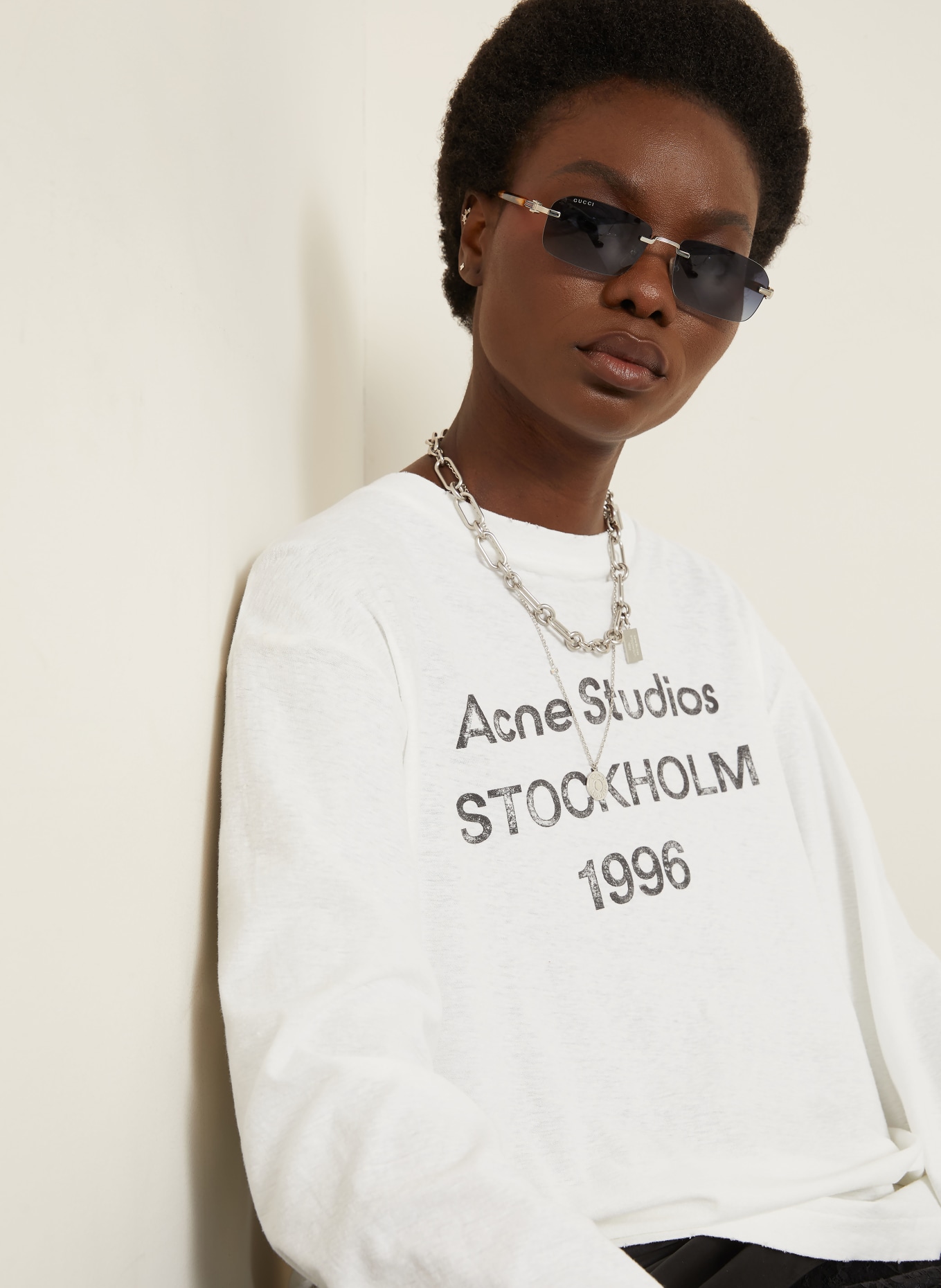 Acne Studios T-shirt à manches longues: BLANC