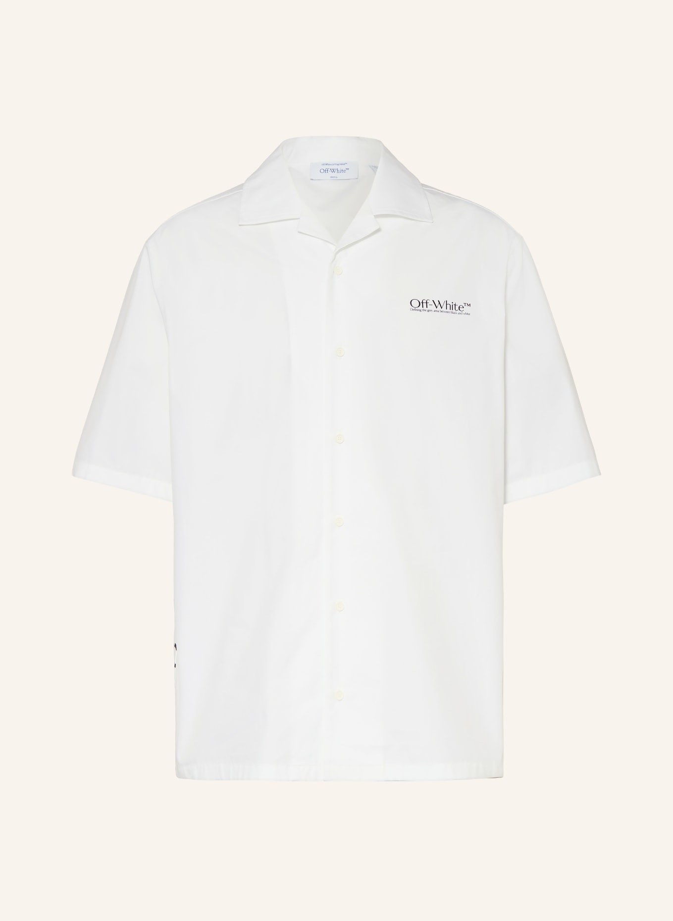 Off-White Resorthemd Comfort Fit: WEISS / SCHWARZ