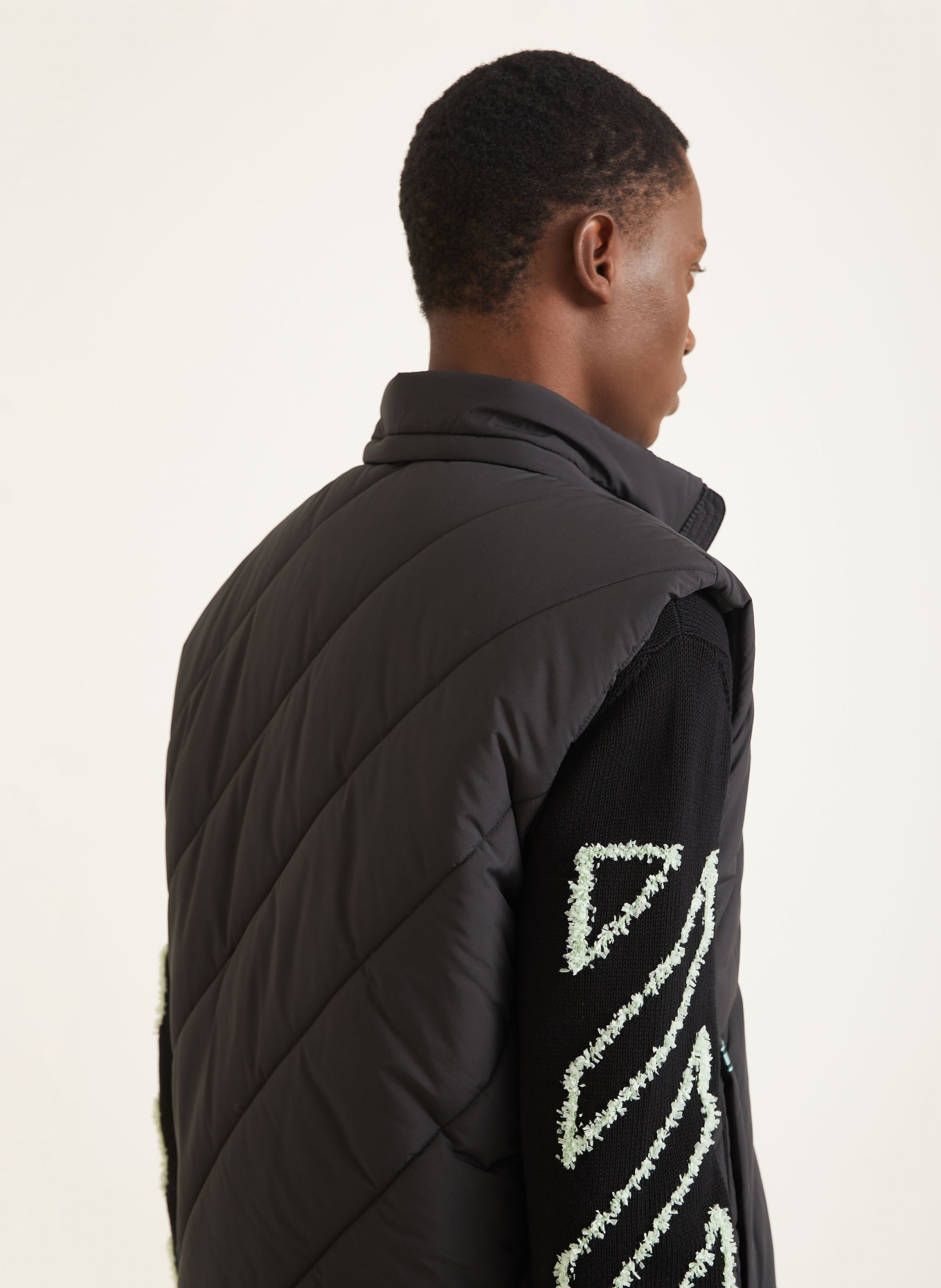 Off-White Quilted vest with detachable hood: BLACK