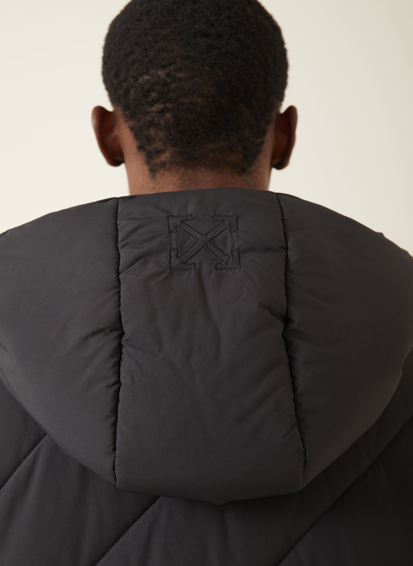 Off-White Quilted vest with detachable hood: BLACK