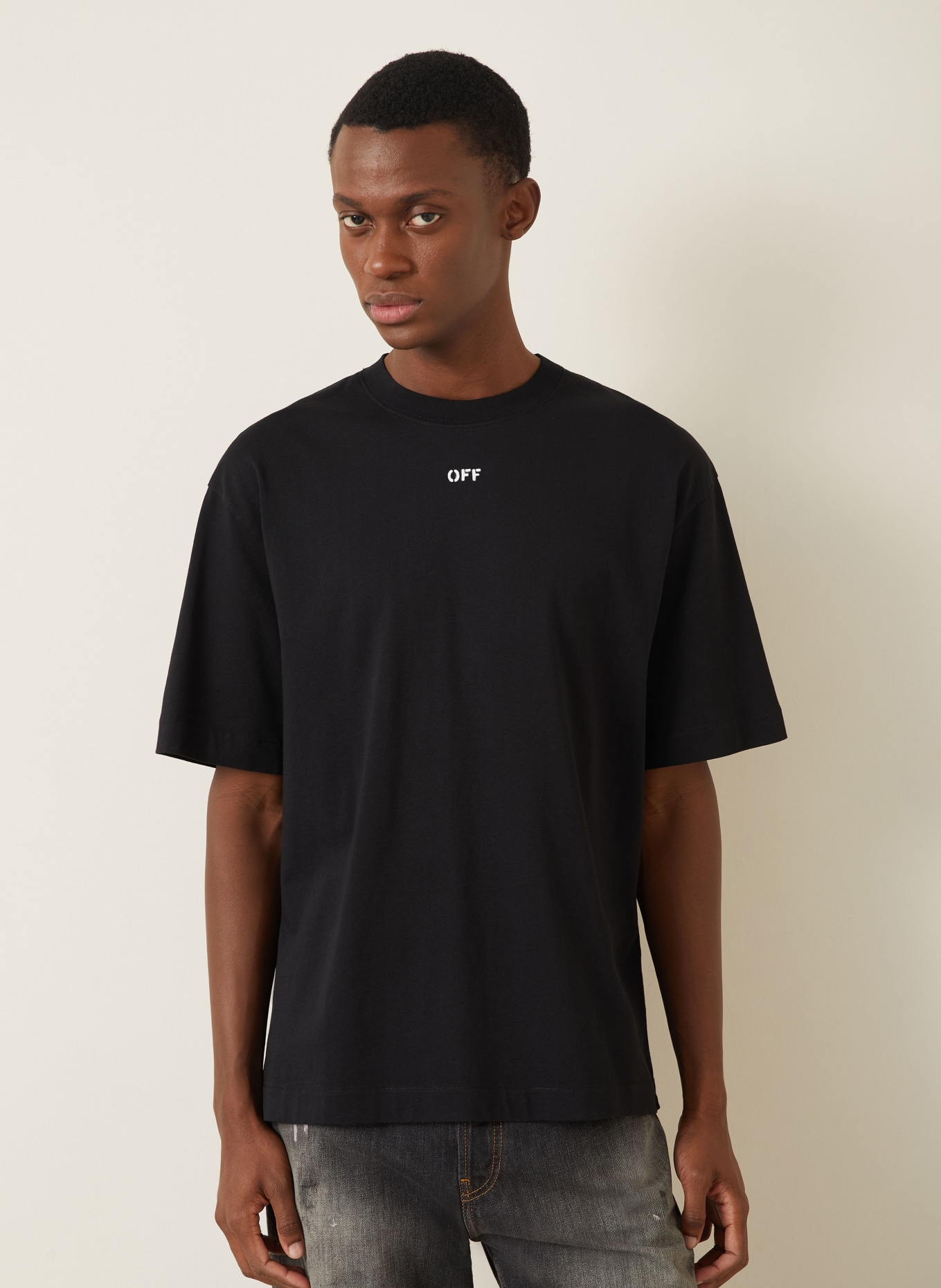 Off-White T-Shirt: SCHWARZ / HELLGRAU