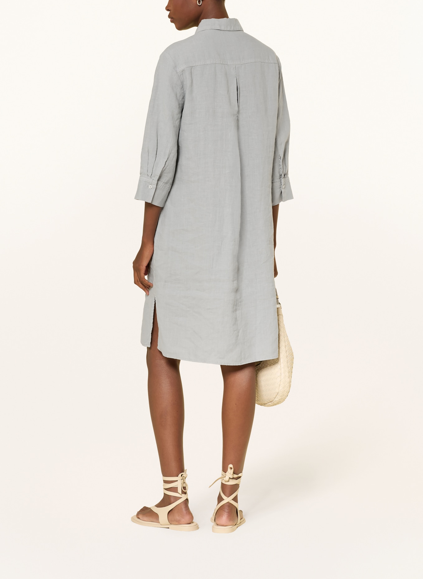 Marc O'Polo Linnen overhemdjurk met 3/4-mouwen: BLAUWGRIJS