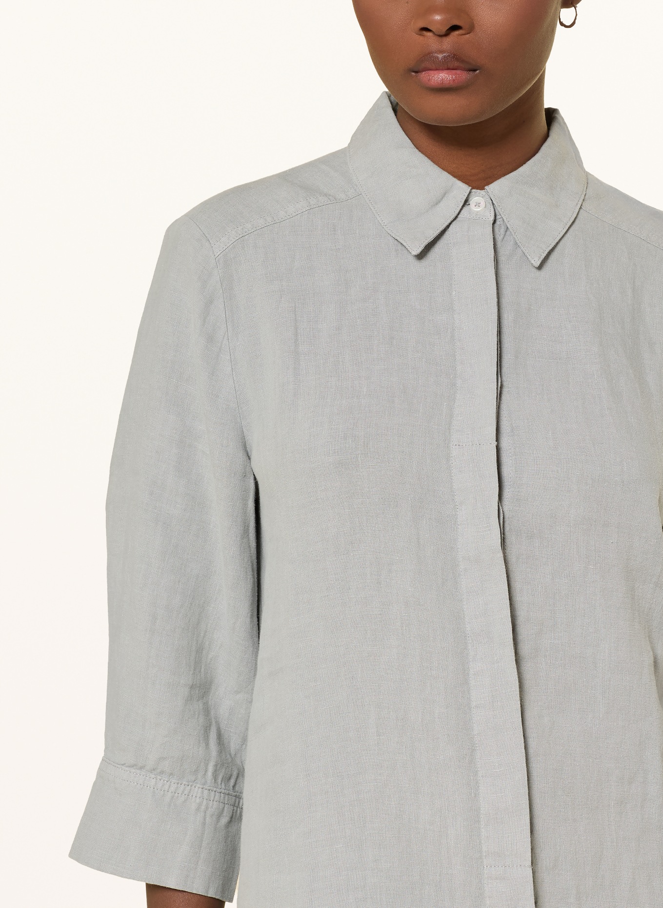 Marc O'Polo Linnen overhemdjurk met 3/4-mouwen: BLAUWGRIJS