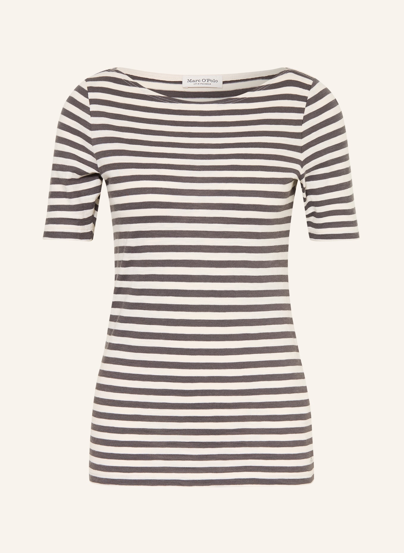 Marc O'Polo T-shirt: GRIS FONCÉ / BLANC