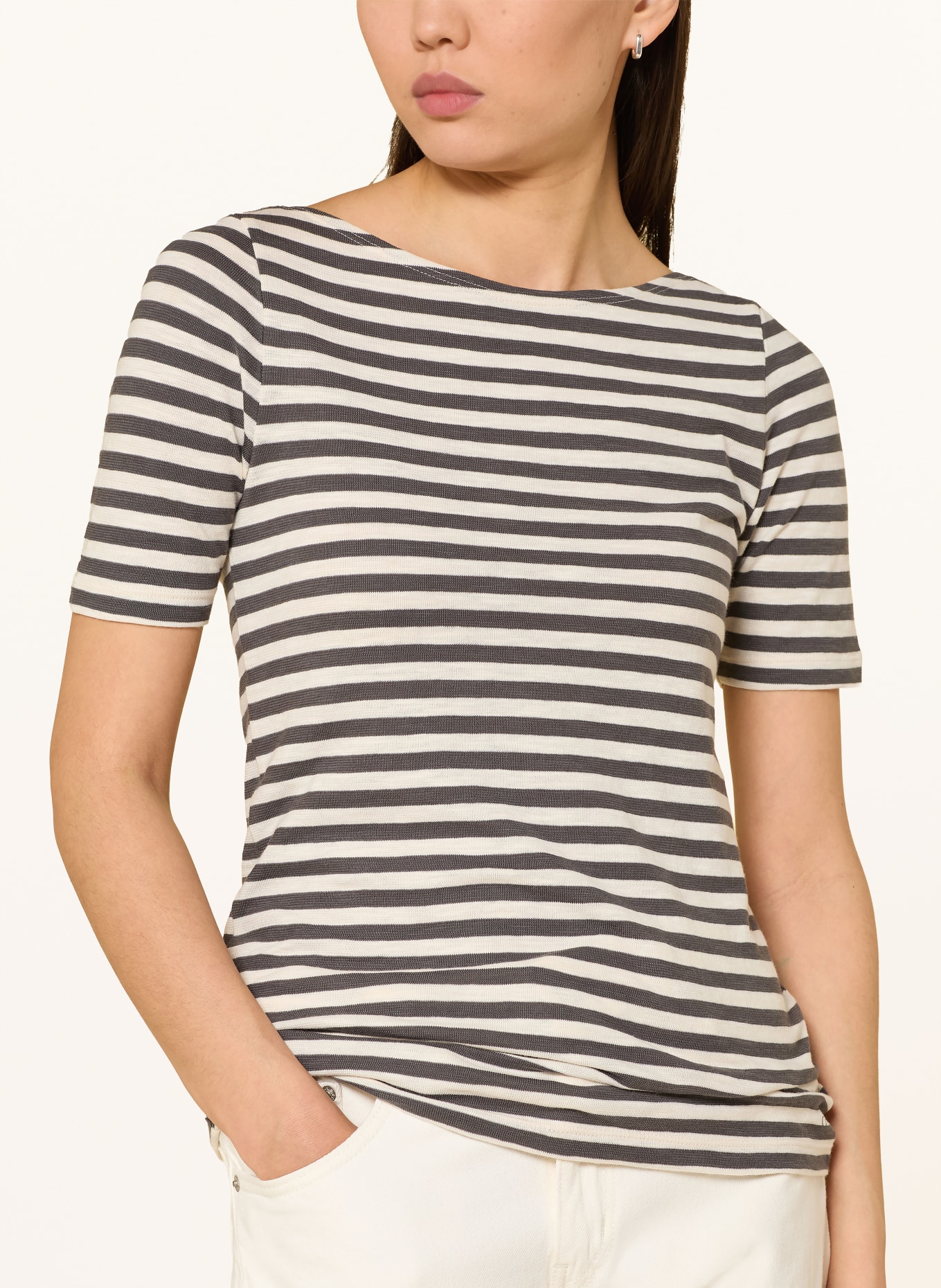 Marc O'Polo T-shirt: GRIS FONCÉ / BLANC