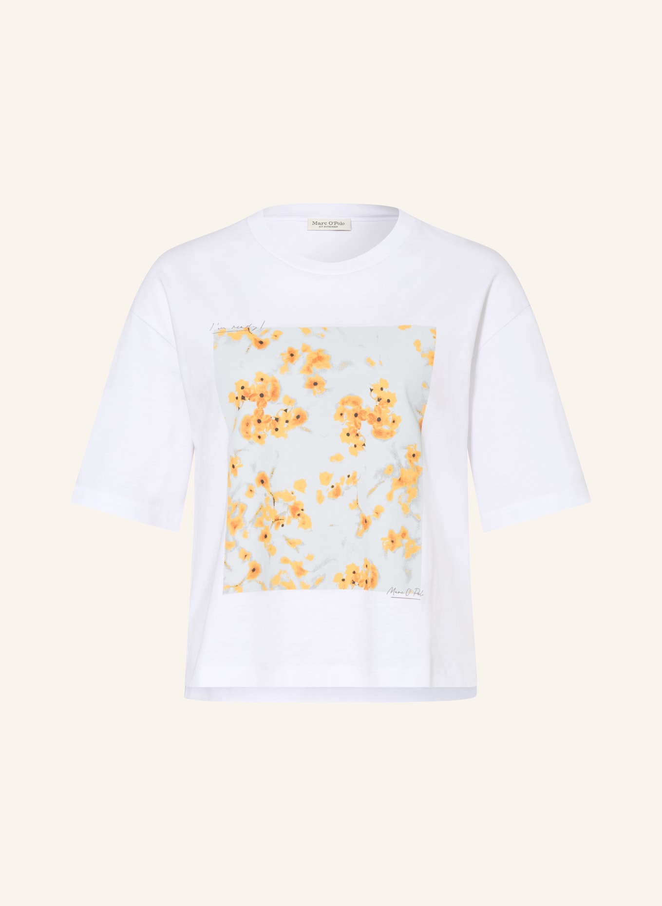 Marc O'Polo T-shirt: WIT / ORANJE / LICHTBLAUW