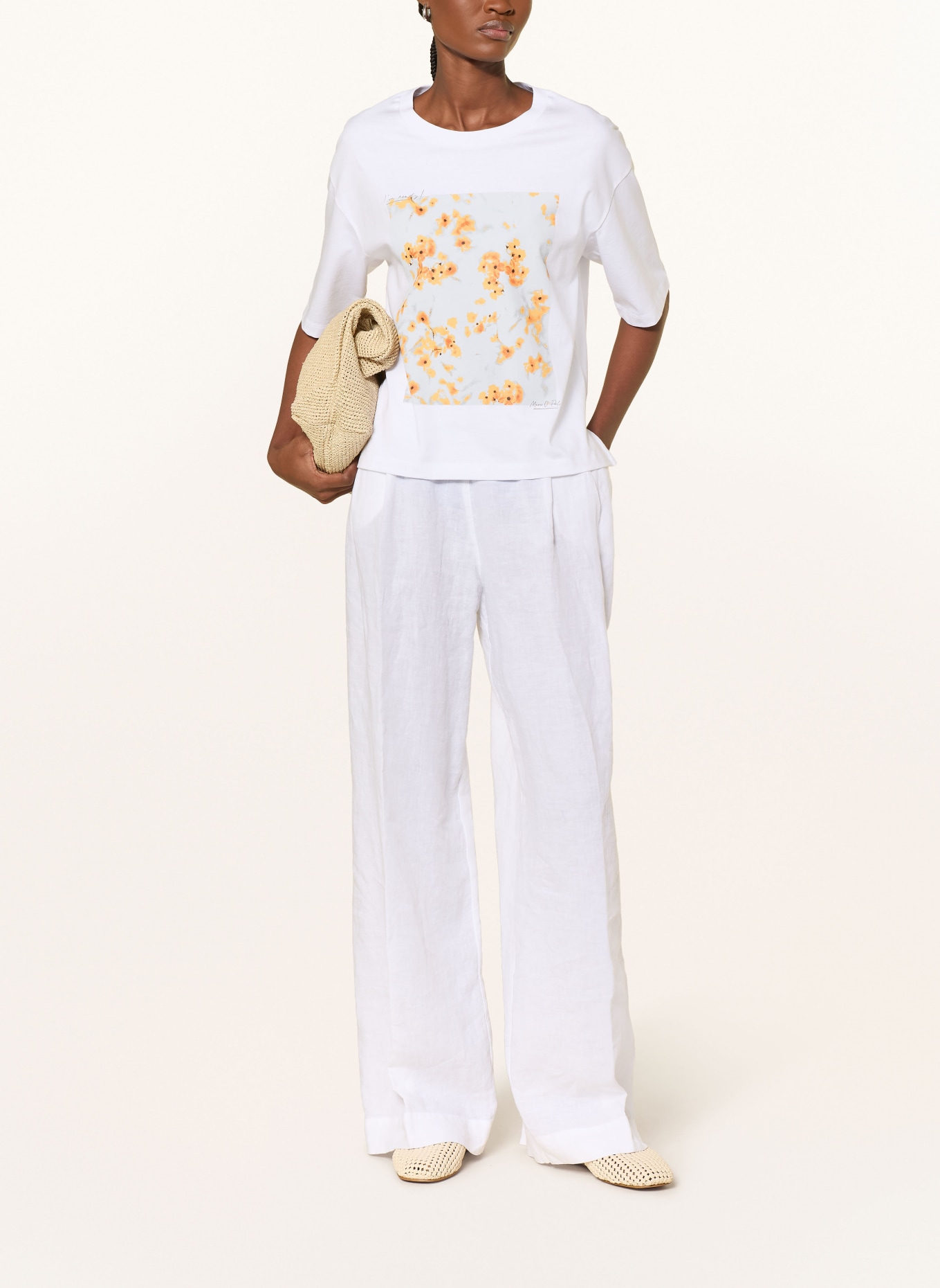 Marc O'Polo T-shirt: WIT / ORANJE / LICHTBLAUW