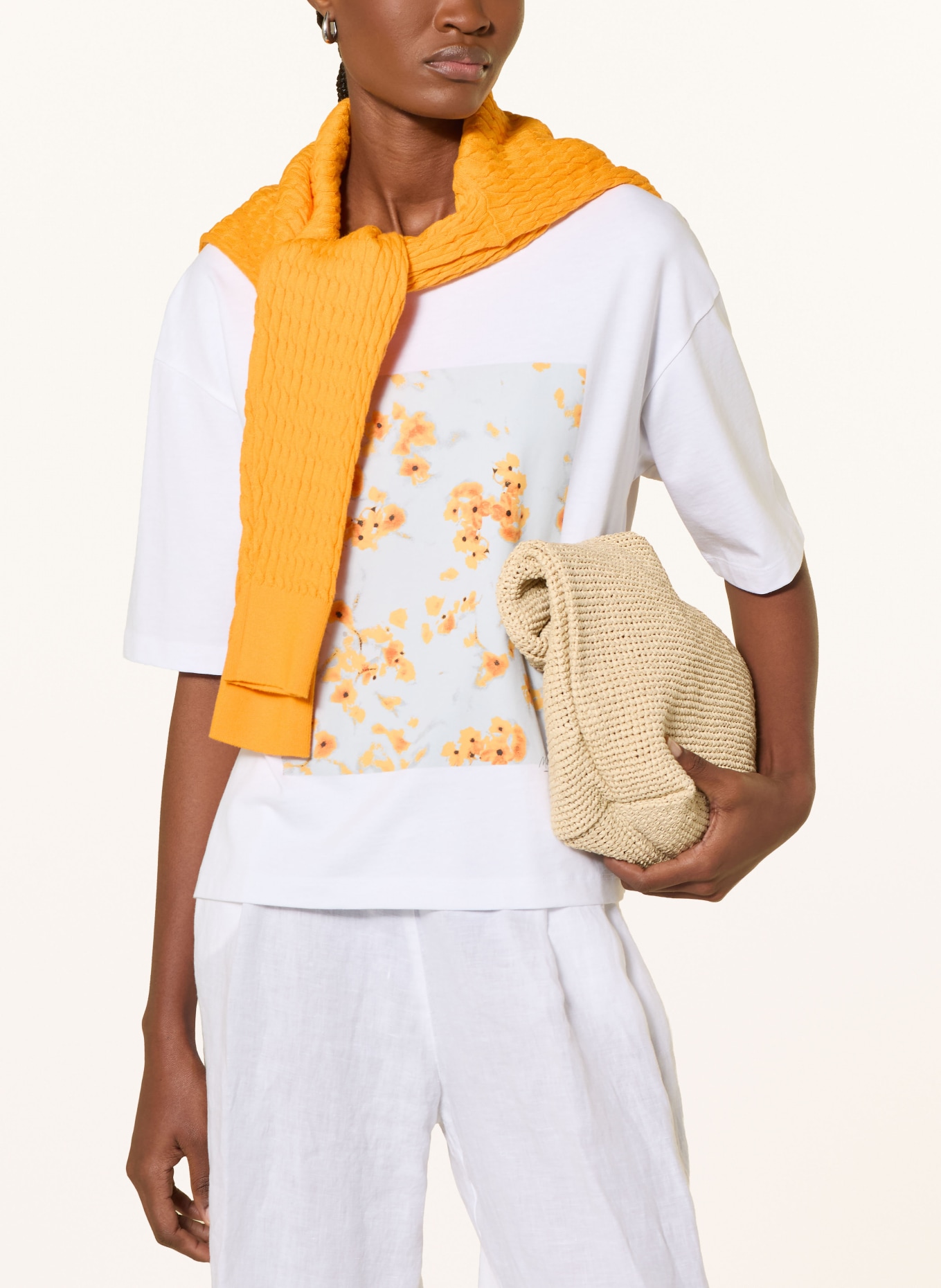 Marc O'Polo T-shirt: WIT / ORANJE / LICHTBLAUW