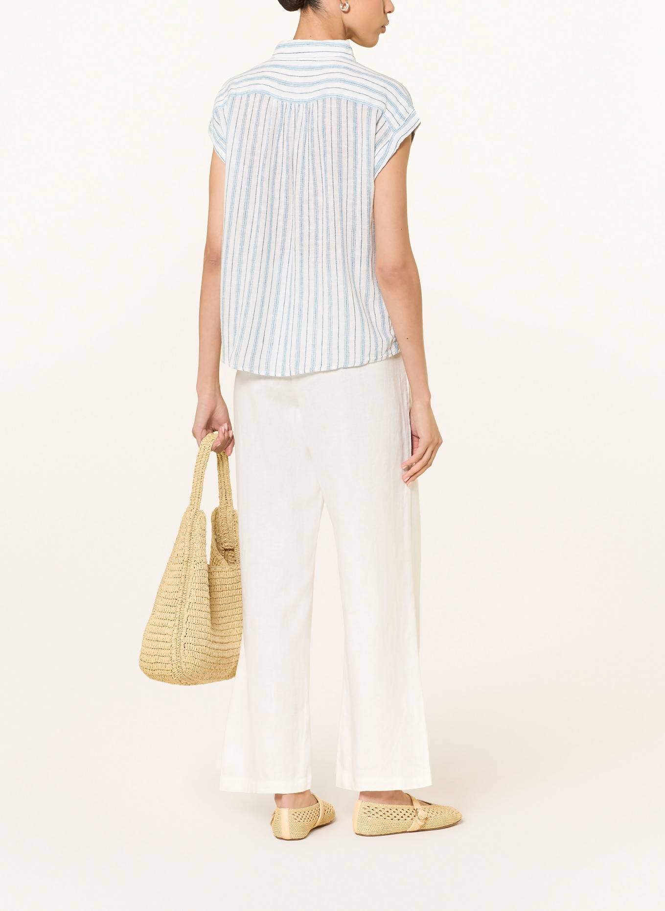 Rails Blusenshirt TUSCANY mit Leinen: CREME / BLAUGRAU / HELLBLAU