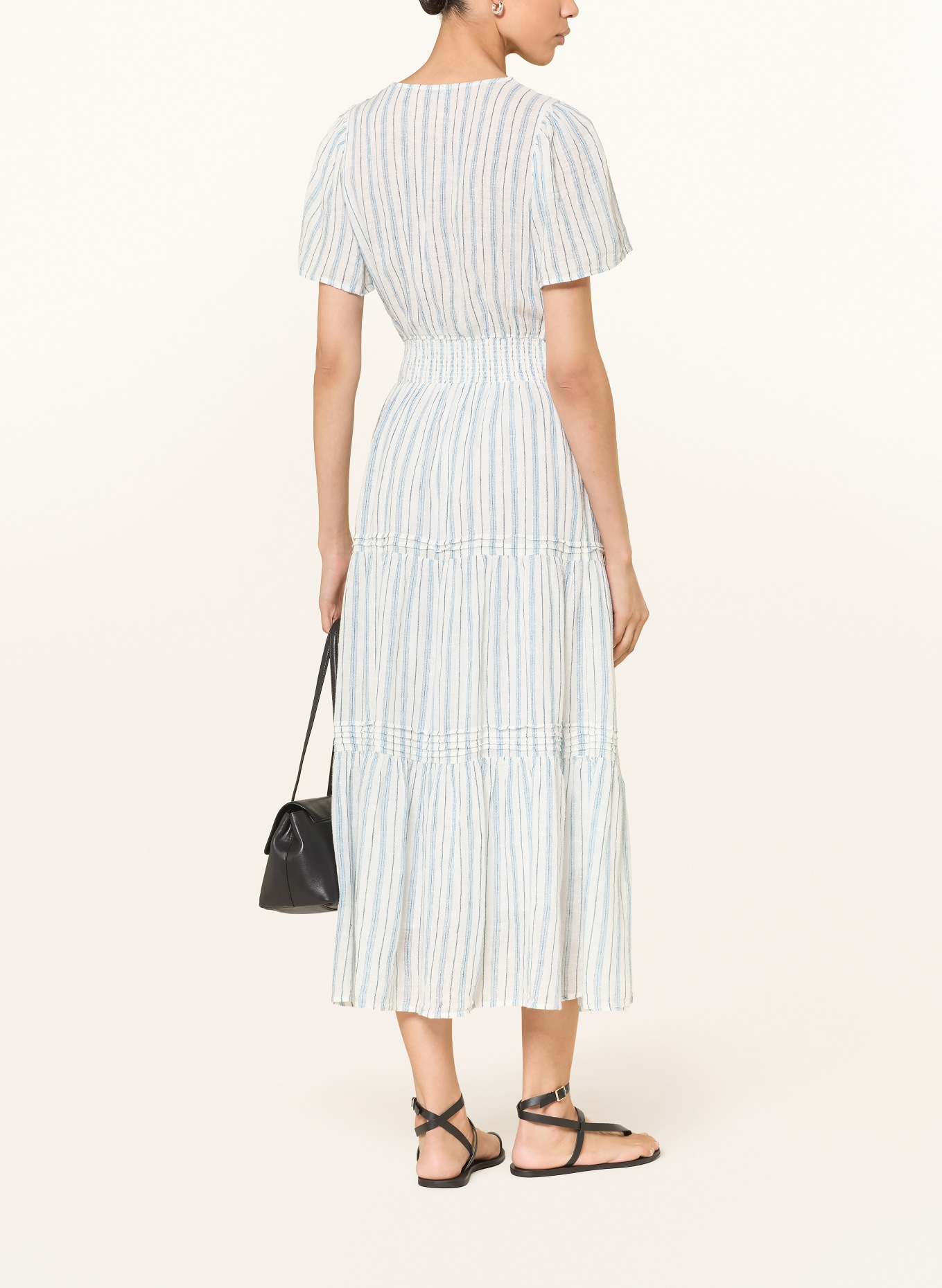 Rails Kleid CANNES mit Leinen: CREME / BLAUGRAU / HELLBLAU