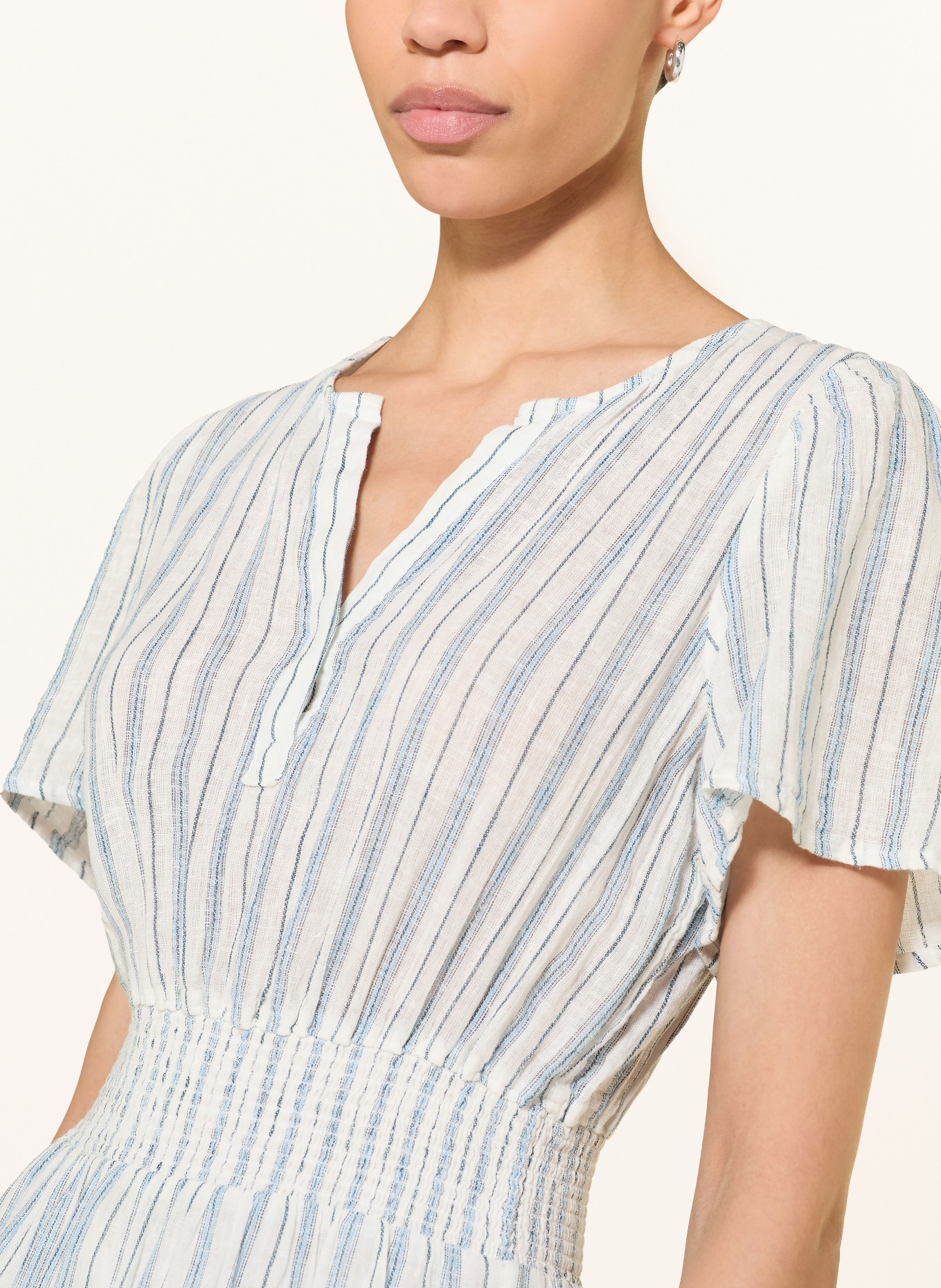 Rails Kleid CANNES mit Leinen: CREME / BLAUGRAU / HELLBLAU