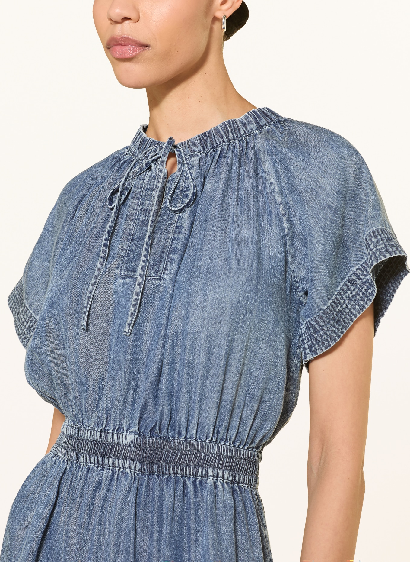 Rails Jurk CORVERA in jeanslook met ruches: BLAUW