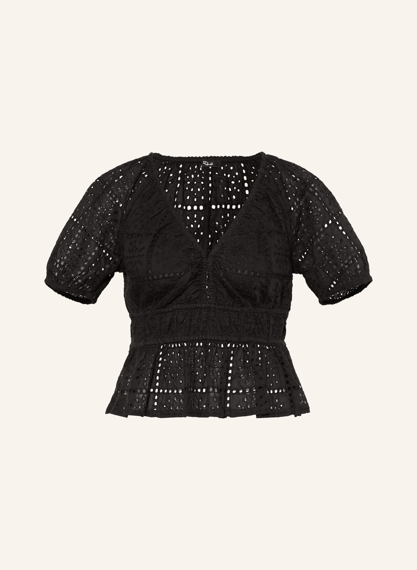 Rails ARGENTA-blouse van opengewerkte kant: ZWART