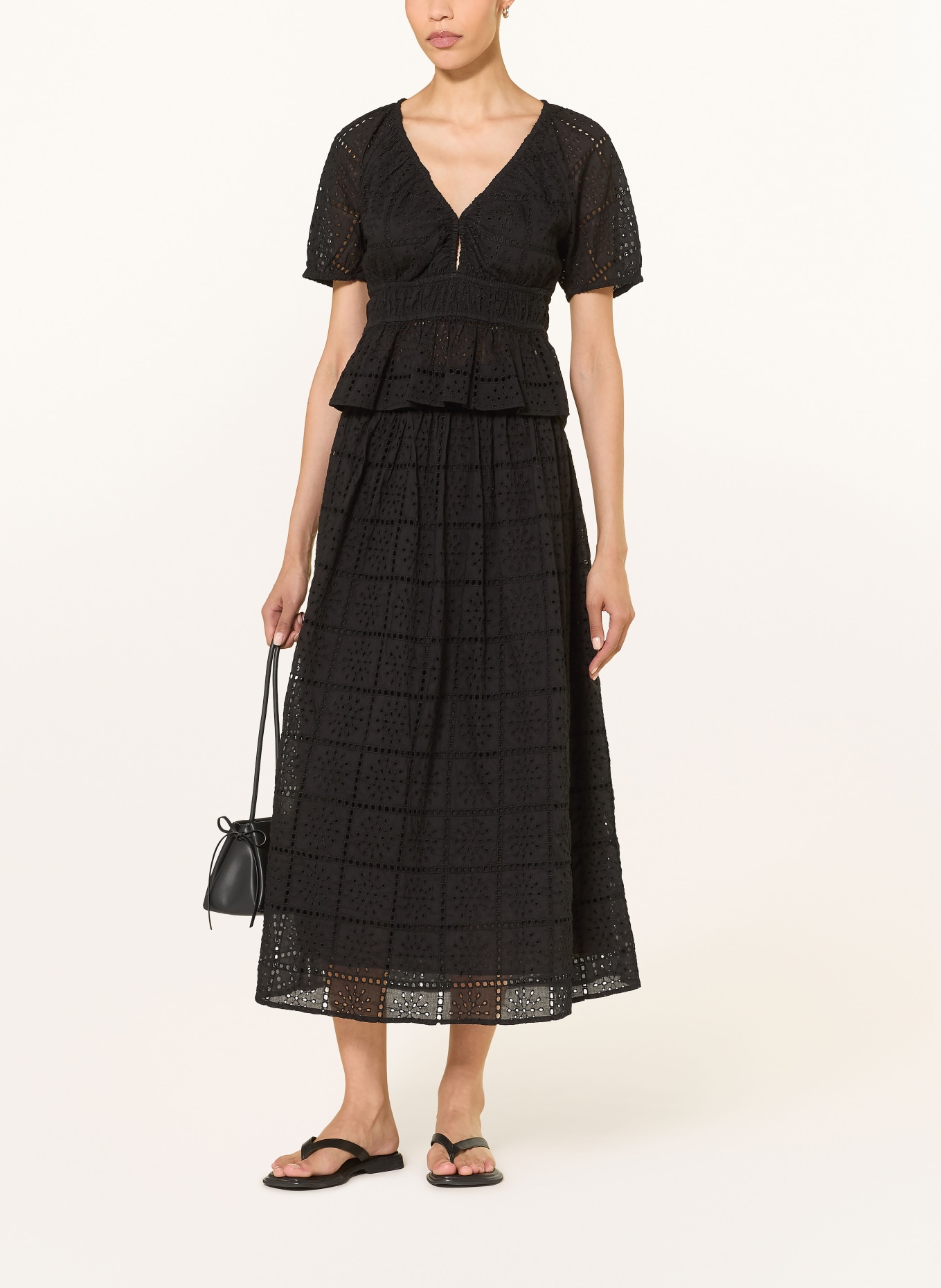 Rails ARGENTA-blouse van opengewerkte kant: ZWART