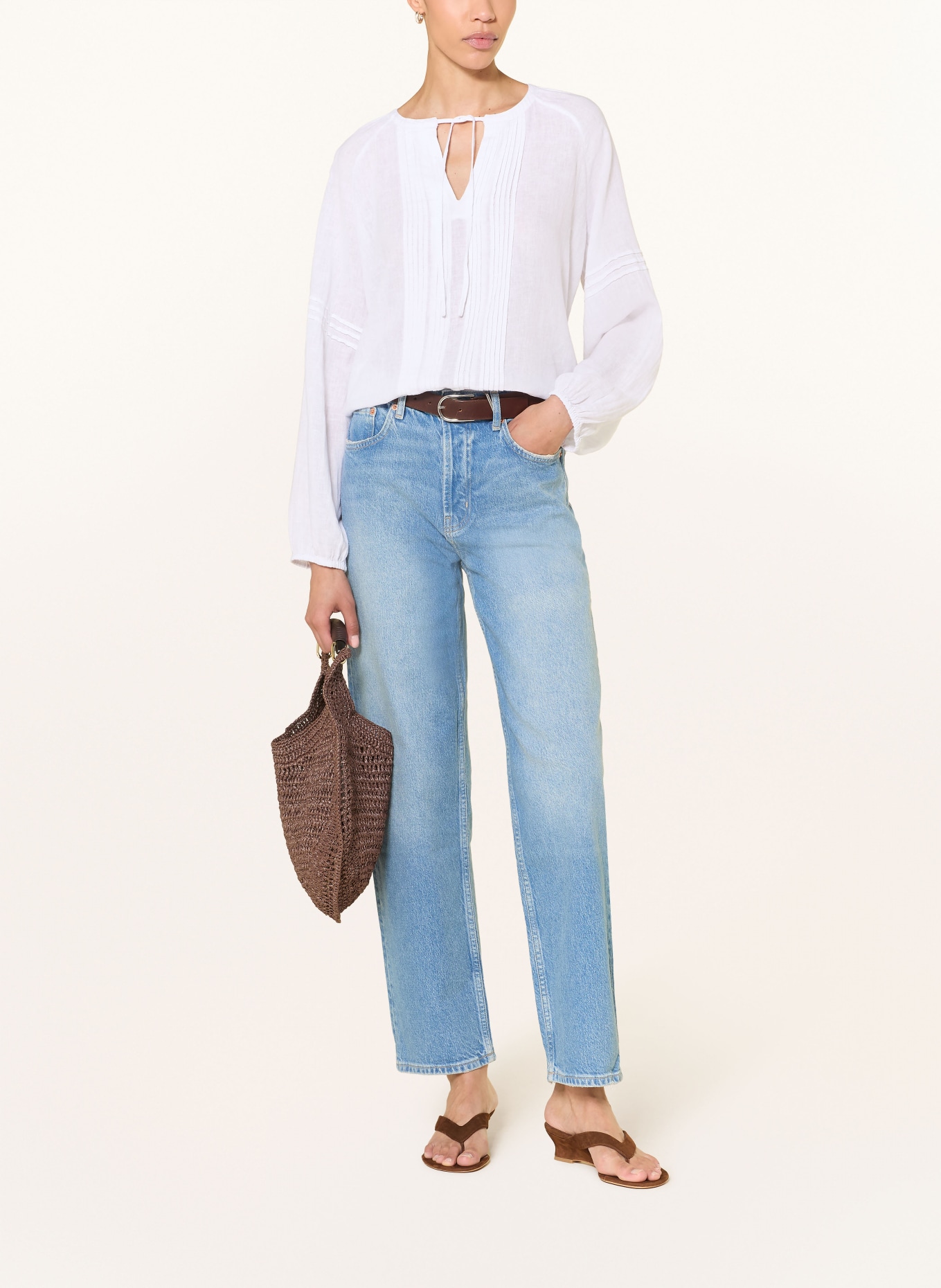 Rails Blusenshirt NAPLES mit Leinen: WEISS