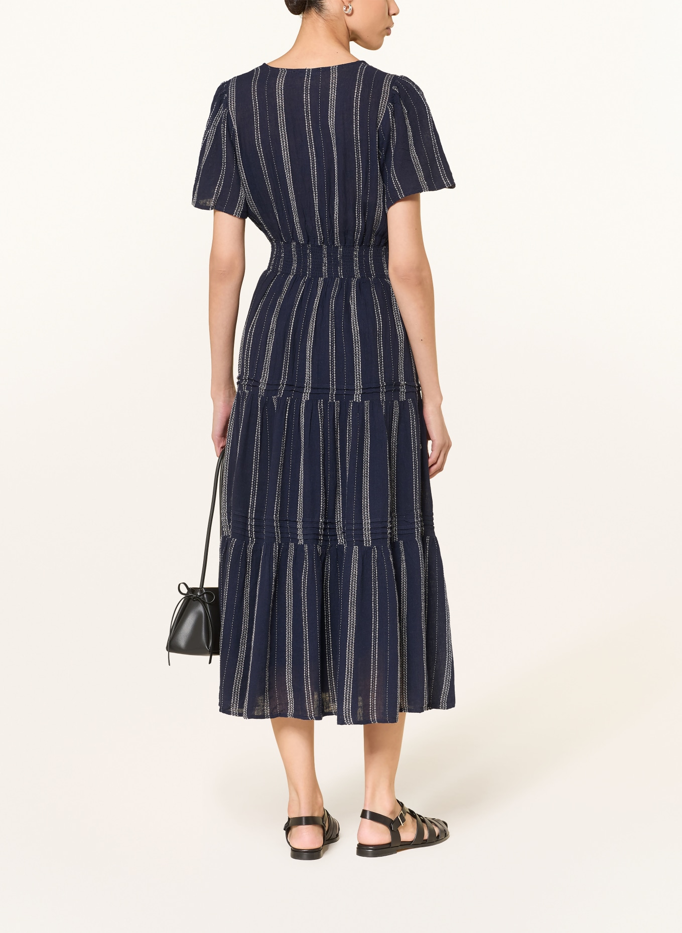 Rails Kleid CANNES mit Leinen: DUNKELBLAU / WEISS