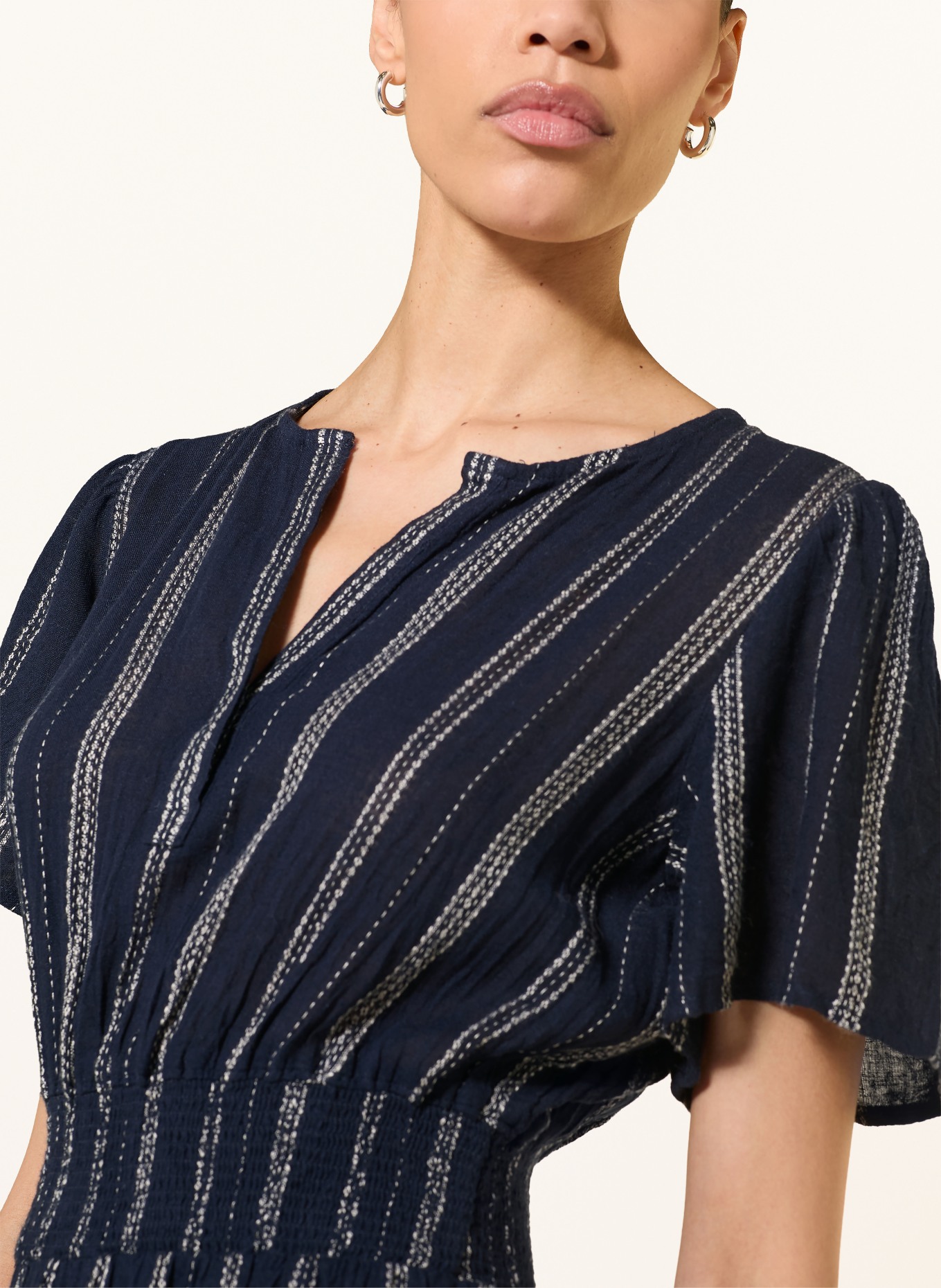 Rails Kleid CANNES mit Leinen: DUNKELBLAU / WEISS