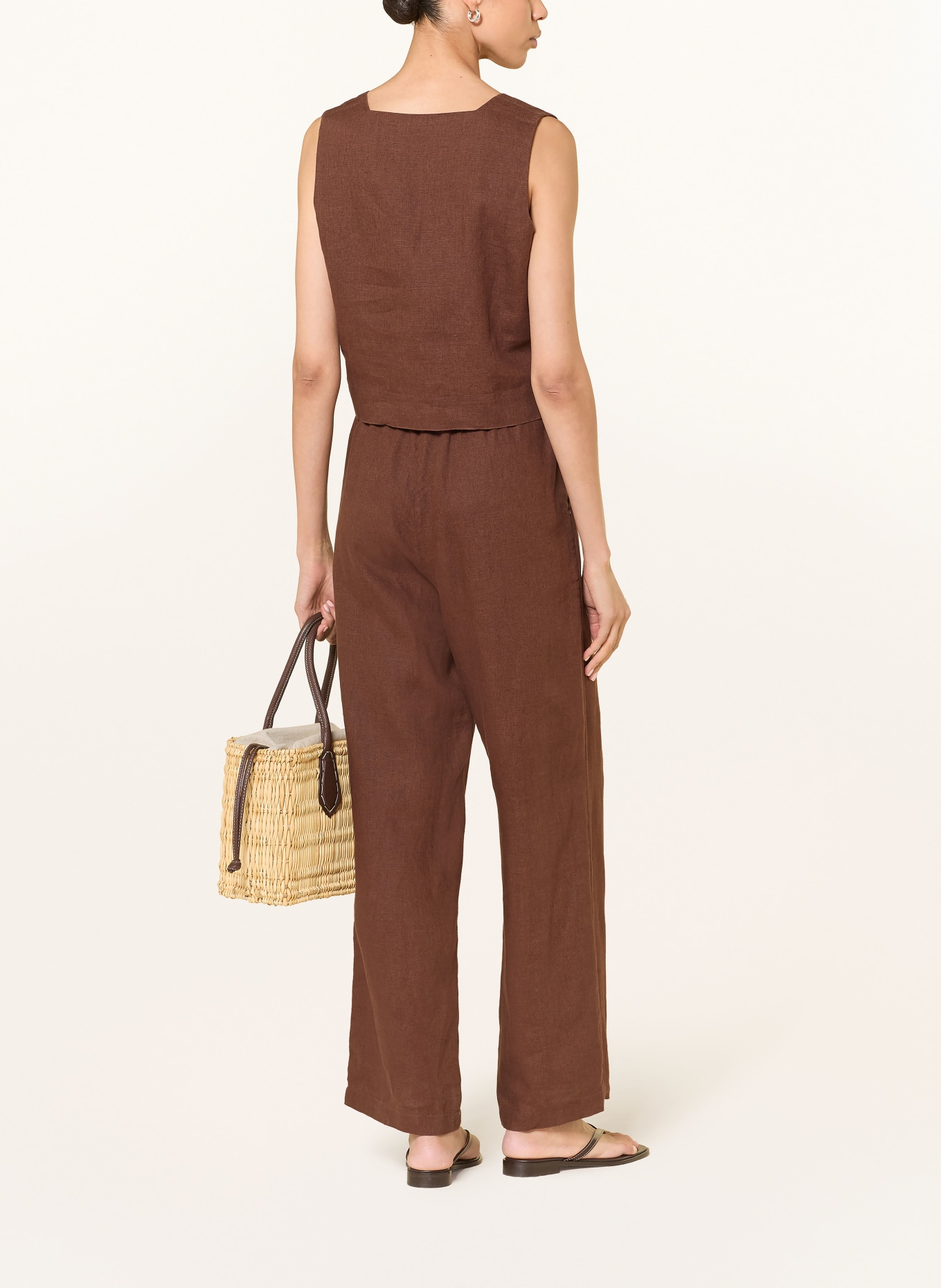 Rails Top ARIKA z lnu: CIEMNOBRĄZOWY