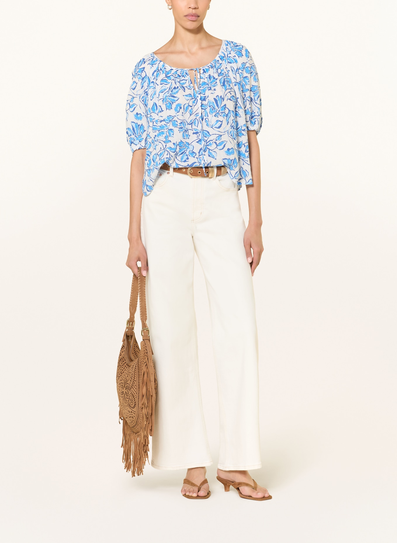 Rails Blusenshirt KIRSTIE mit Leinen: WEISS / BLAU