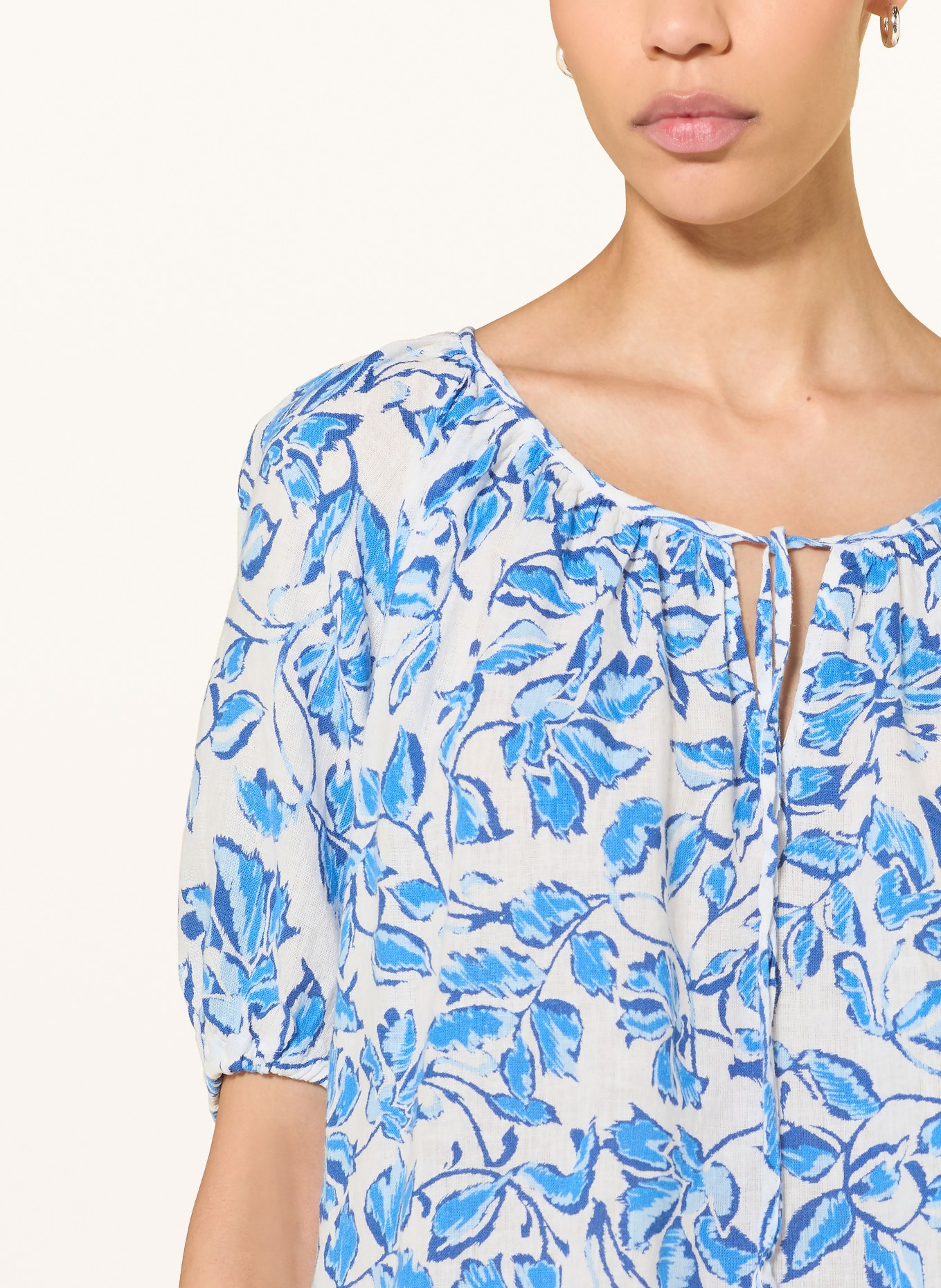 Rails Blusenshirt KIRSTIE mit Leinen: WEISS / BLAU