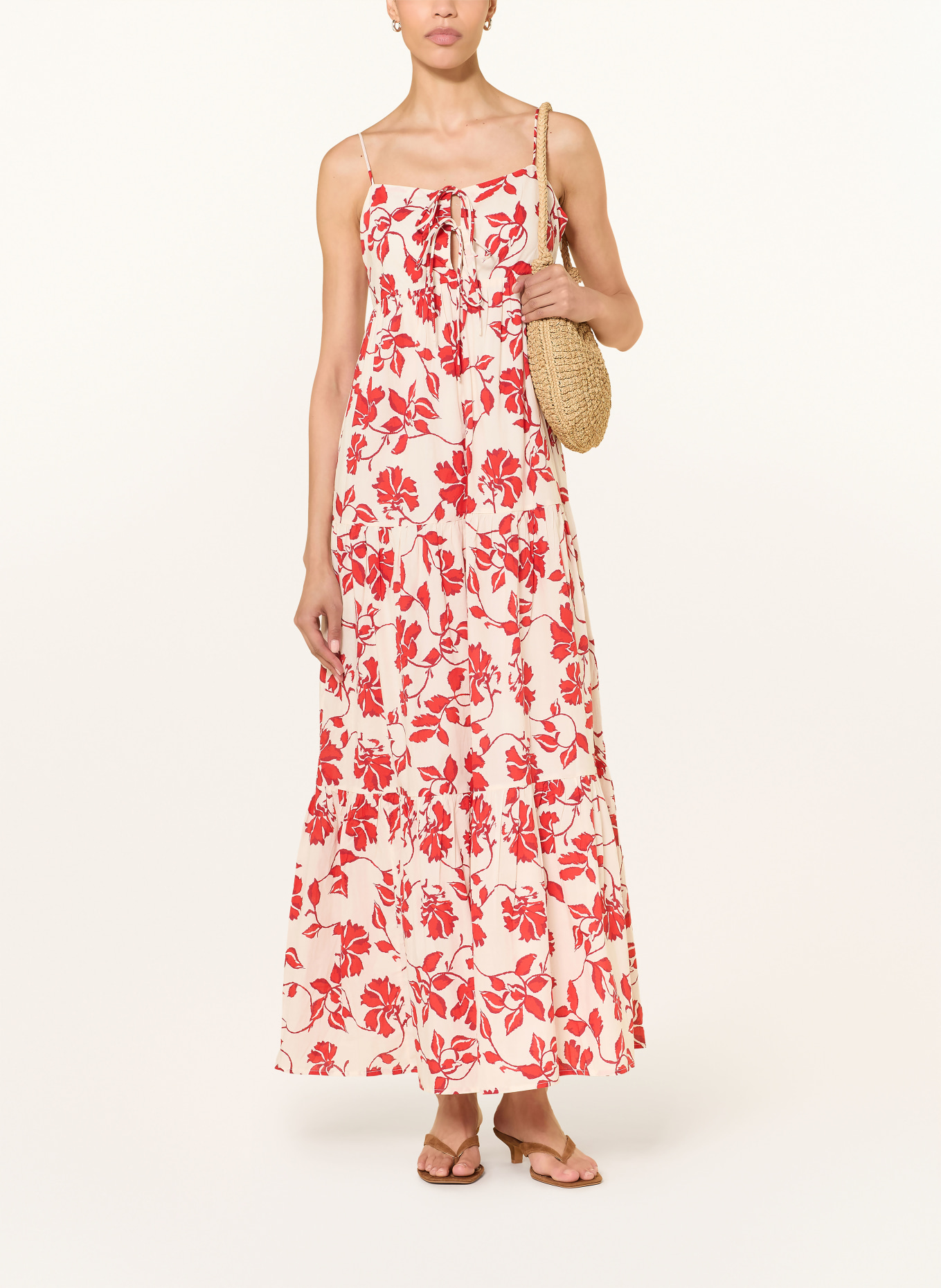 Rails Kleid MICA mit Rüschen: ROT / ECRU / DUNKELROT