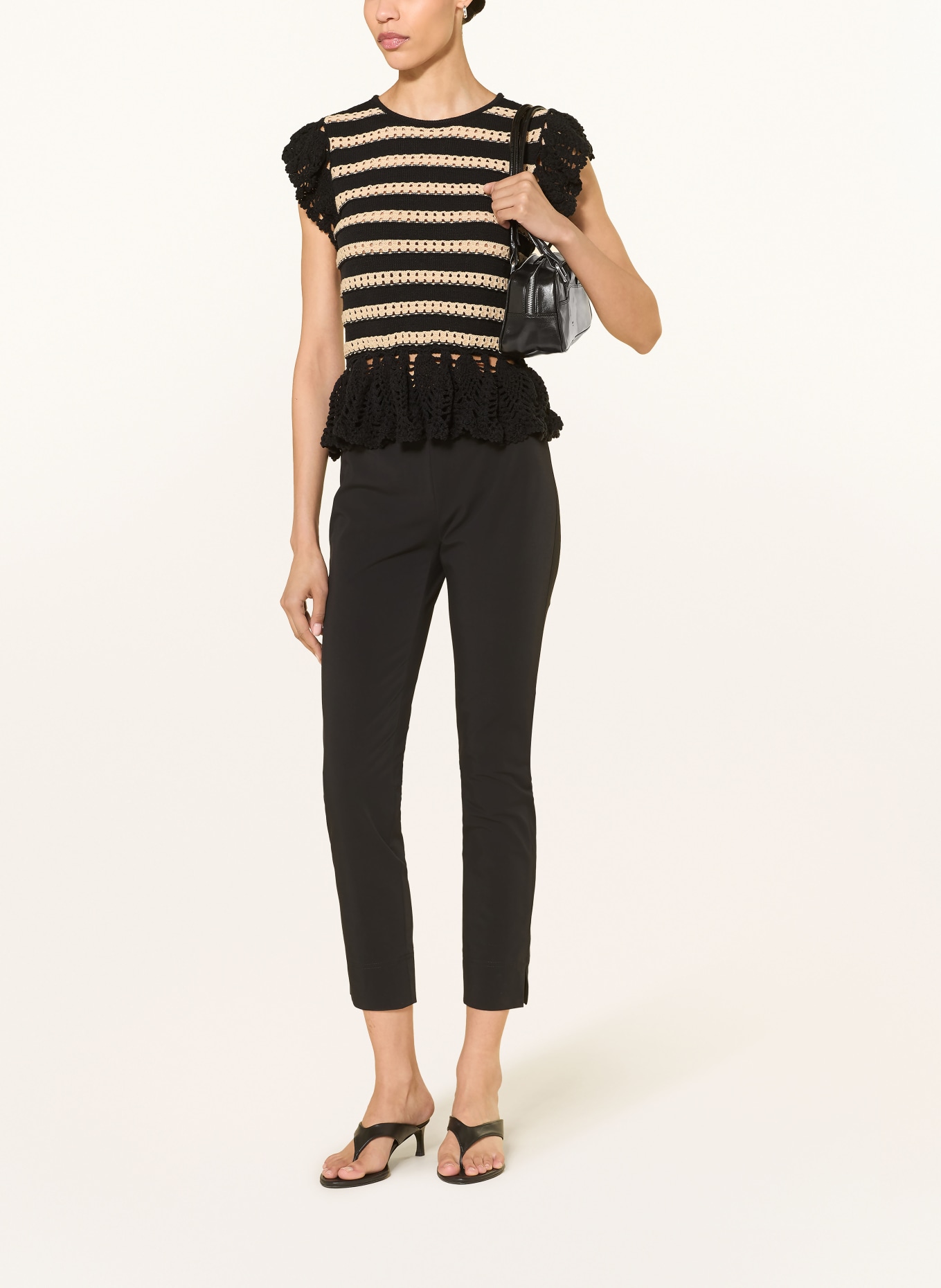 Rails Gebreide top COEN met ruches: ZWART / BEIGE