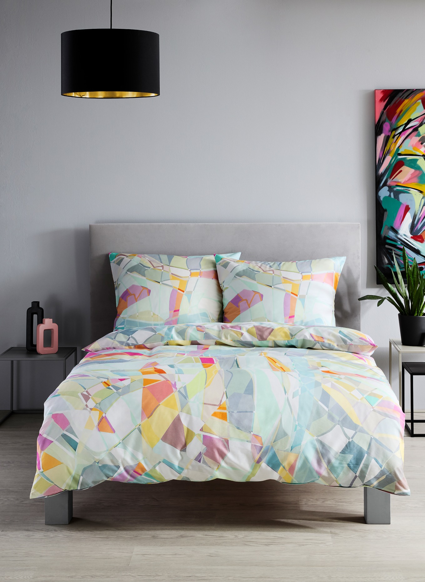 fleuresse Bettwäsche BED ART S: GRAU / PINK / ORANGE